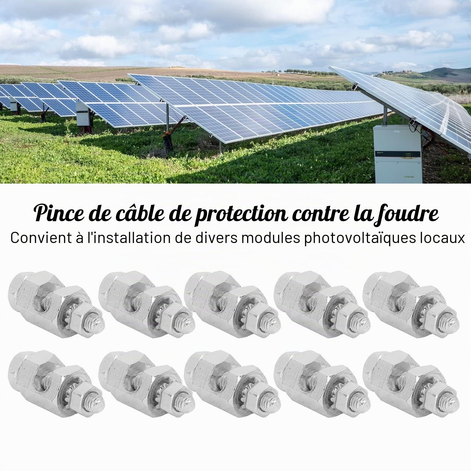 Focket 10PCS Écrous et boulons pour Panneaux solaires photovoltaïques, Serre câble de Mise à la Terre pour Fils Nus, raccord boulonné sûr pour câble de Mise à la Terre, Serre câble de mis