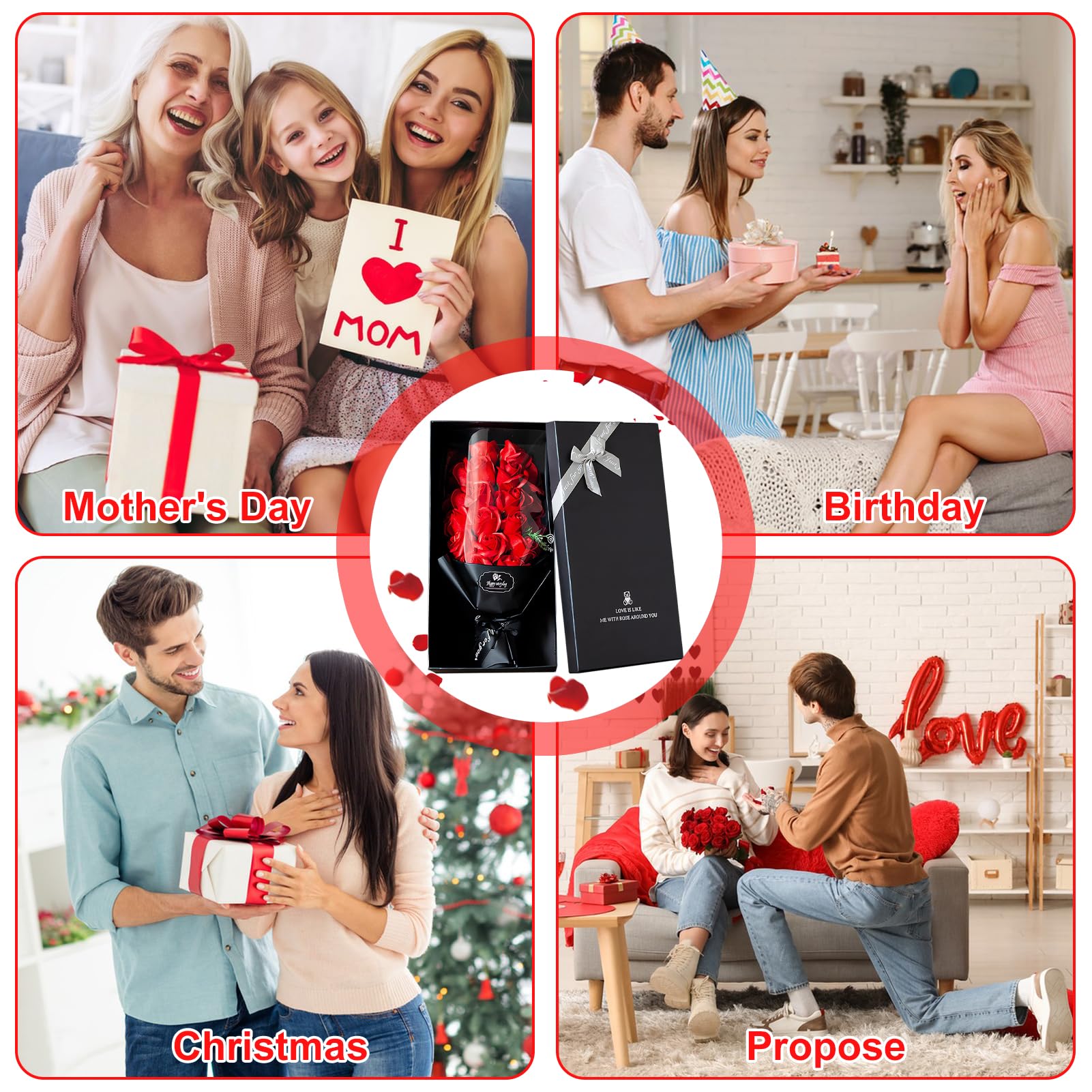 Grande Rosa Eterna Regalo per Donna Originali, Idee Regalo San Valentino per Donna, Regalo Compleanno Fidanzata Moglie Mamma, Rosa Stabilizzata, San Valentino per Lei Natale