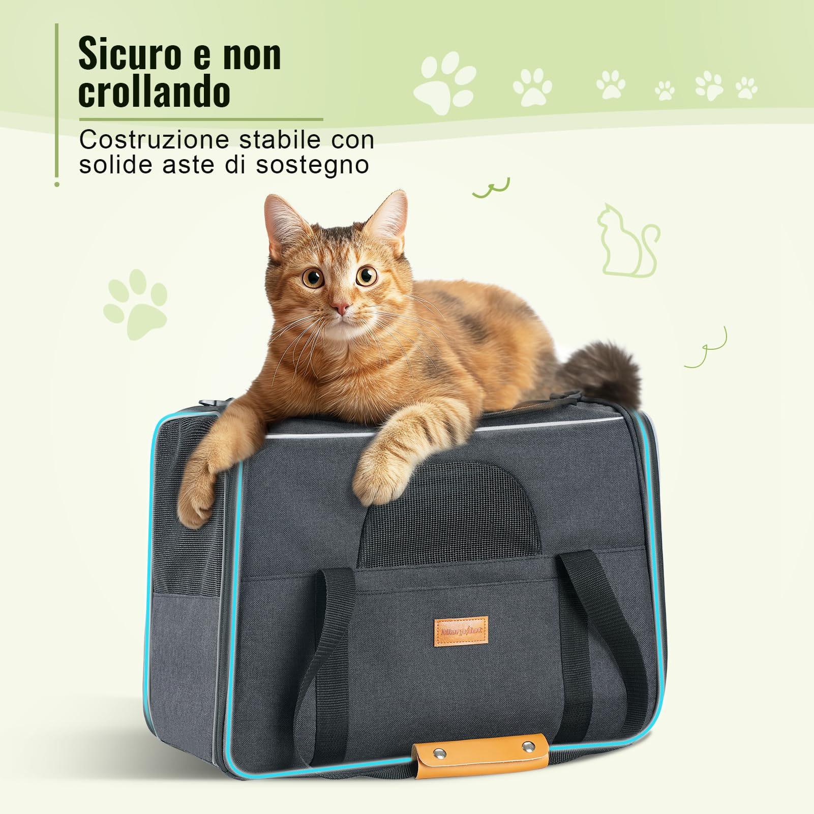 Trasportino per Cani e Gatti, Morpilot Gabbietta Morbida per Animali Domestici, Borsa portabile o a Tracolla in Tessuto da Trasporto Confortevole, Borsa Ripiegabile Viaggio Sull' Aereo