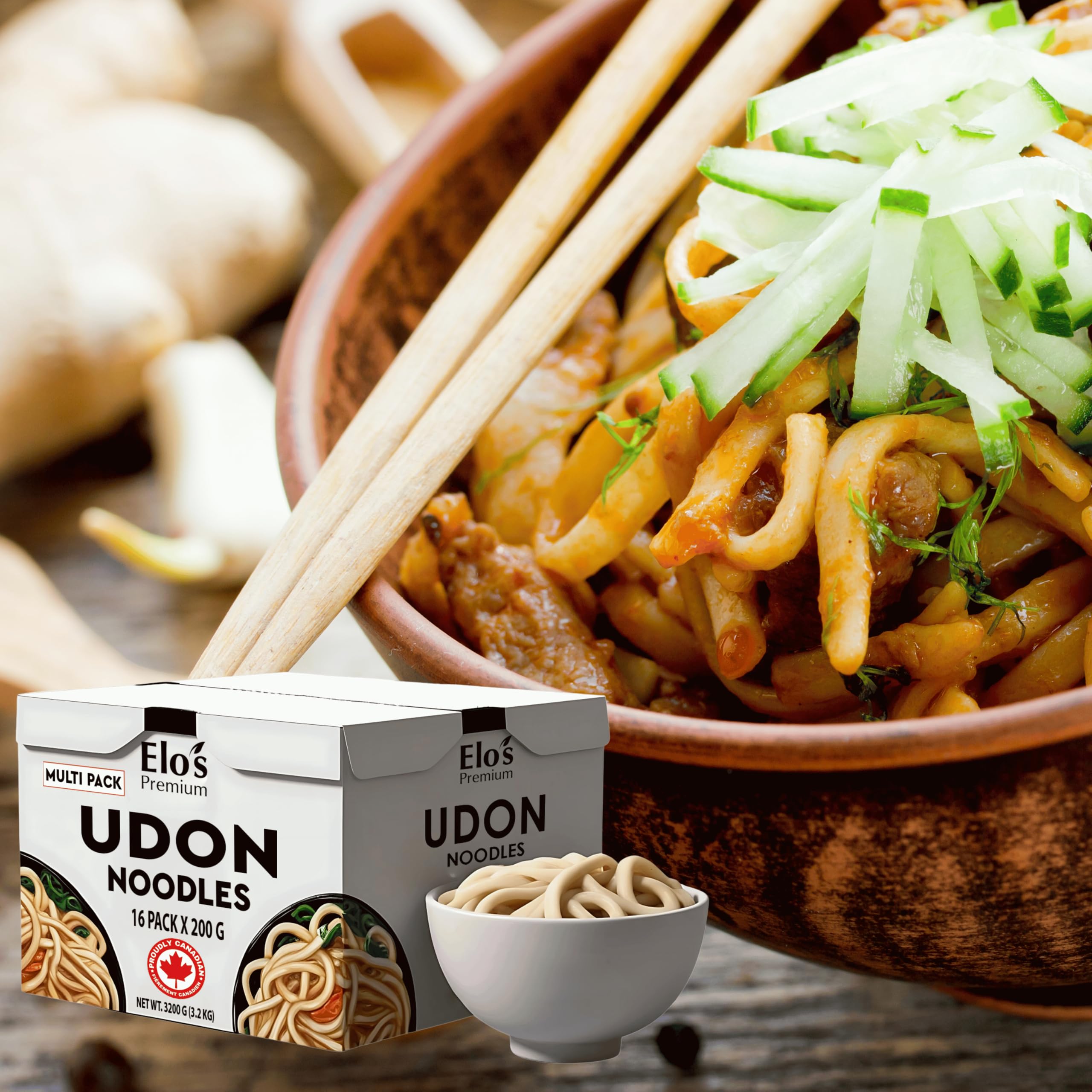 Udon Noodles (200g each Total 16PK) Packed in Canada | Instant