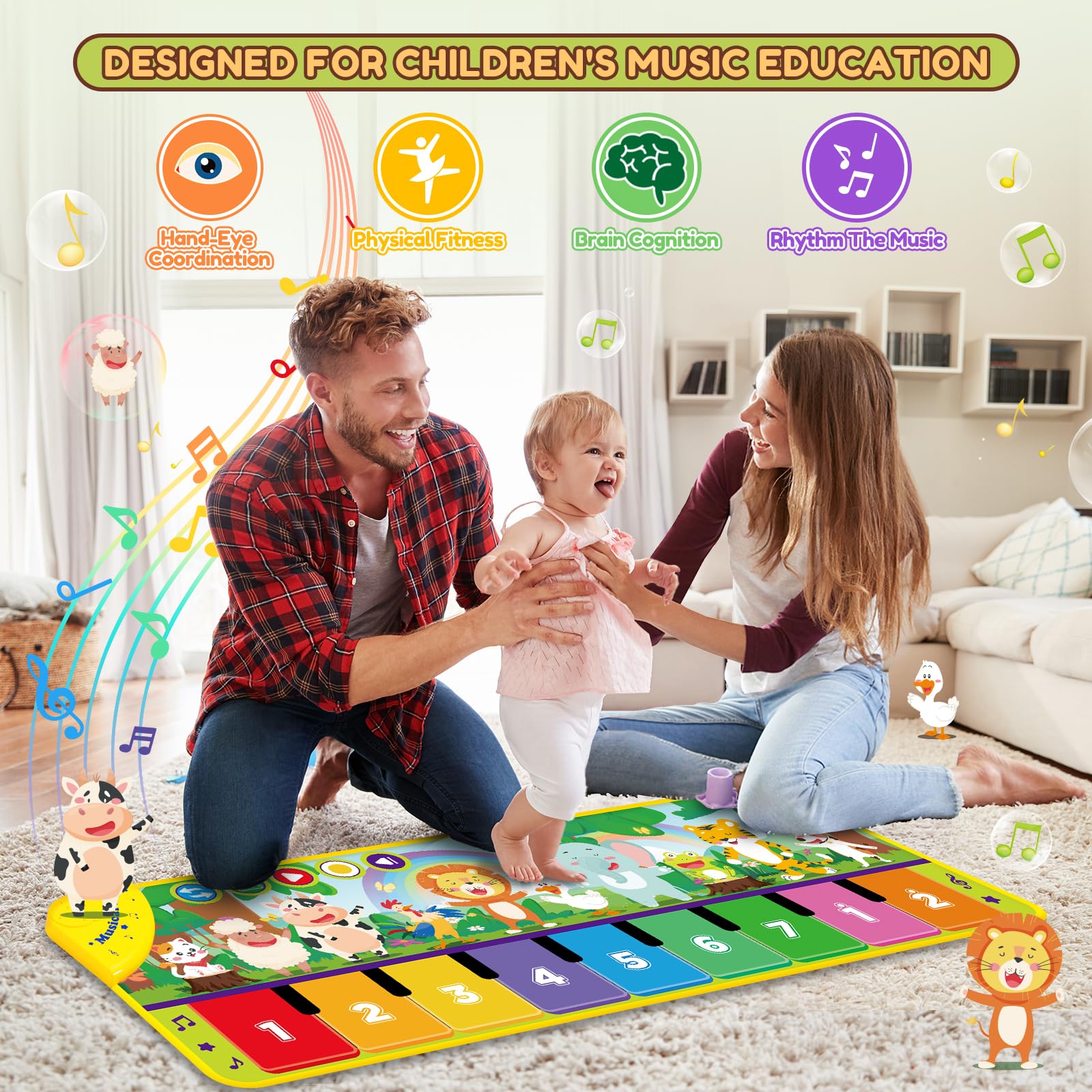 WEARXI Regalo Bambino 1 Anno Tappeto Musicale, Giochi Bambini 1 Anno, Gioco Bambino, Regalo Bimba, Giocattoli Bambino, Giochi Bimba, Regalo Bimbo, Regalo Bambina per Bambini e Bambine da 1 a 5 Anni