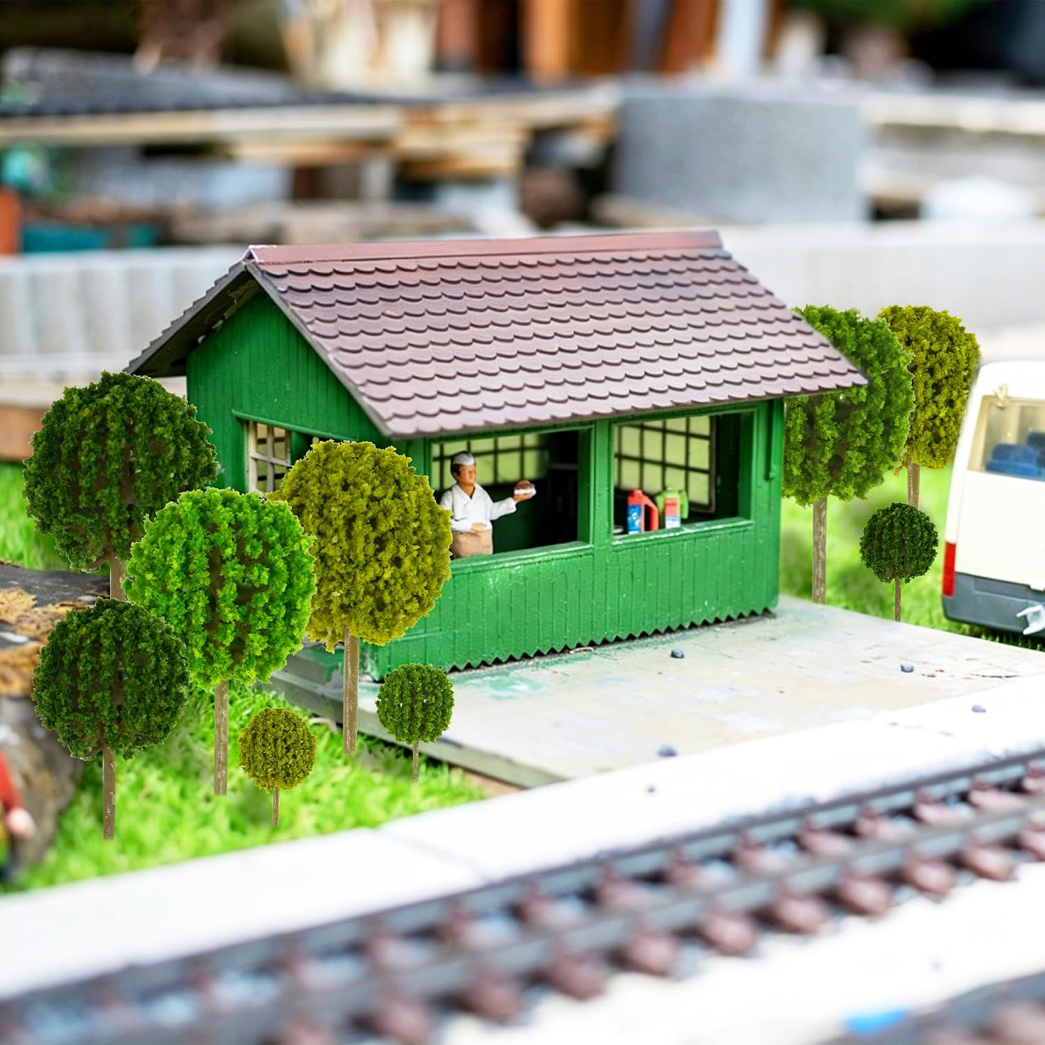 24Pcs Mini Model Trees Mixed Bush Trees Vegetation Groups Shrubs for Model Train Scenery Architecture Trees Model Scenery Trees Fake Trees with No Stands