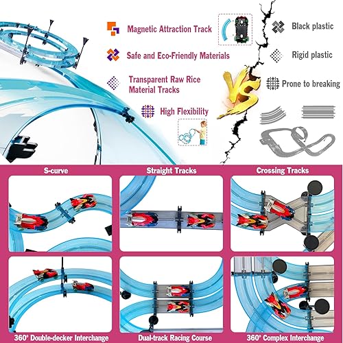 Miniatura 4 de Juego de pistas de carreras de coches de tragamonedas eléctrico a control remoto para niños, juego de carreras eléctrico recargable con