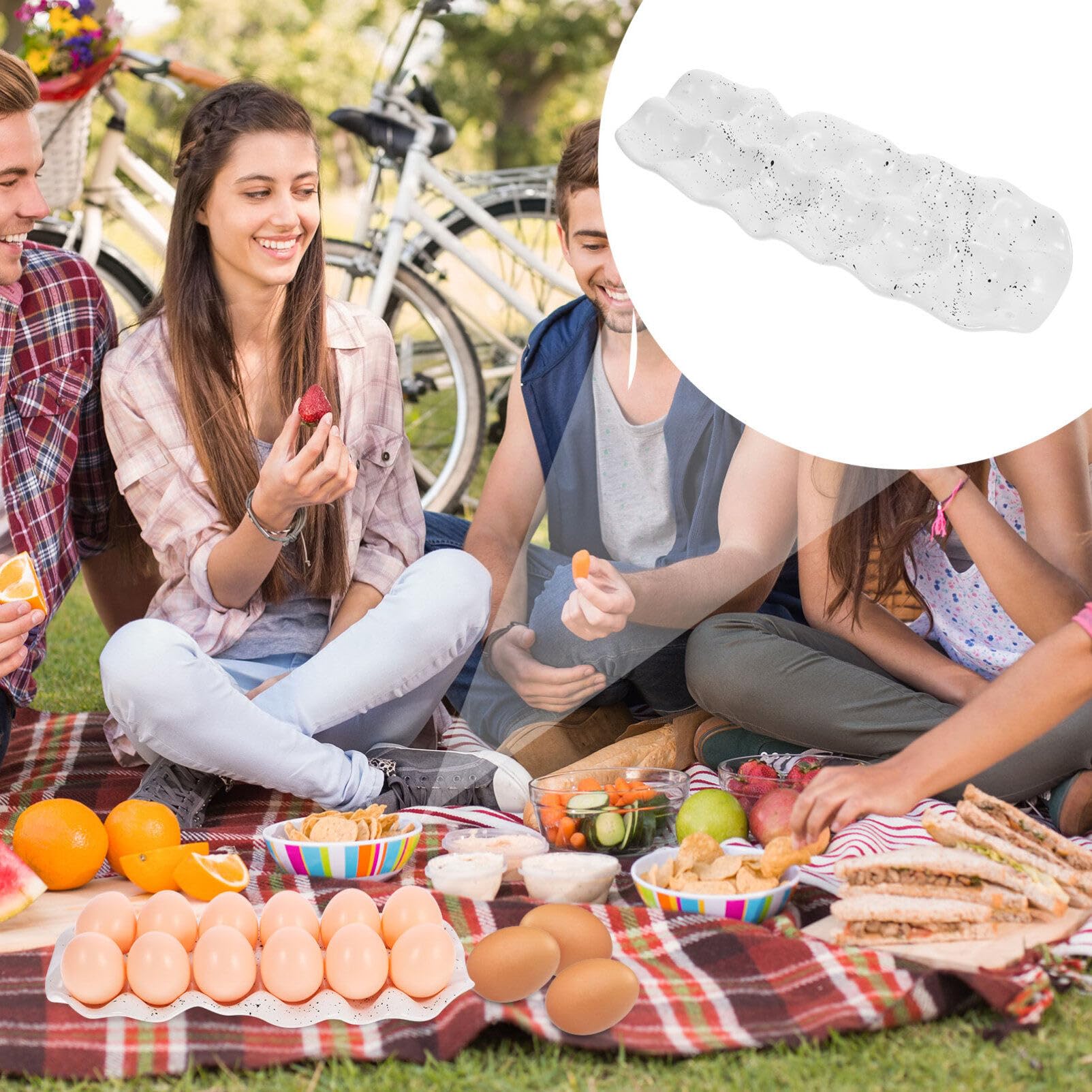 Alipis Ceramic 12 Cups Egg Tray - Dozen Porcelain Egg Holder Container Ceramic Eggs Keeper Storage Organizer Speckled Spotted Decorative Serving Dish Serveware for Fridge