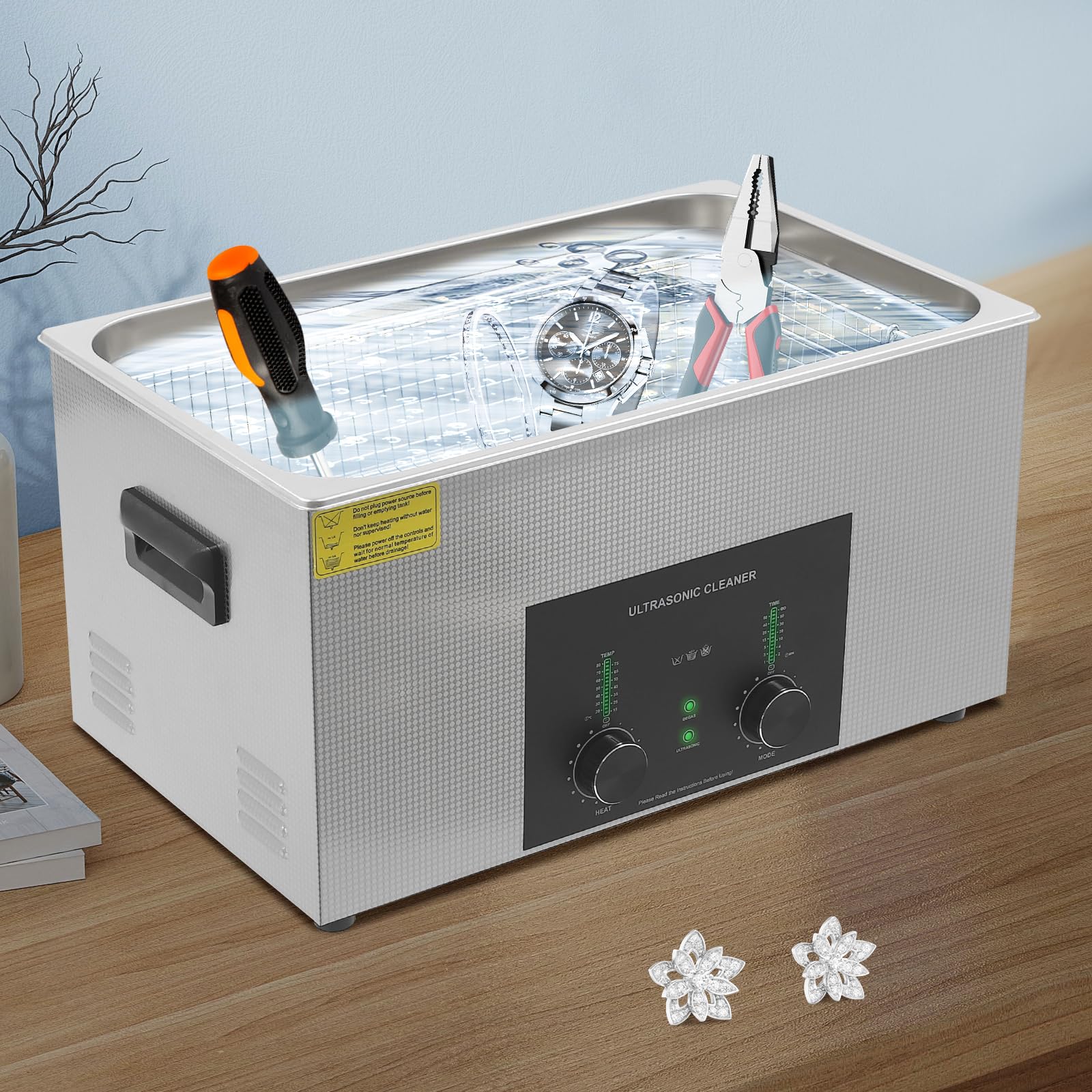Ultrasonic Cleaner- 22L/5.81Gal 40Khz Professional Stainless Steel Ultrasonic Parts Cleaner with Digital Timer & Heater for Jewelry, Glasses, Watches, Metal Parts