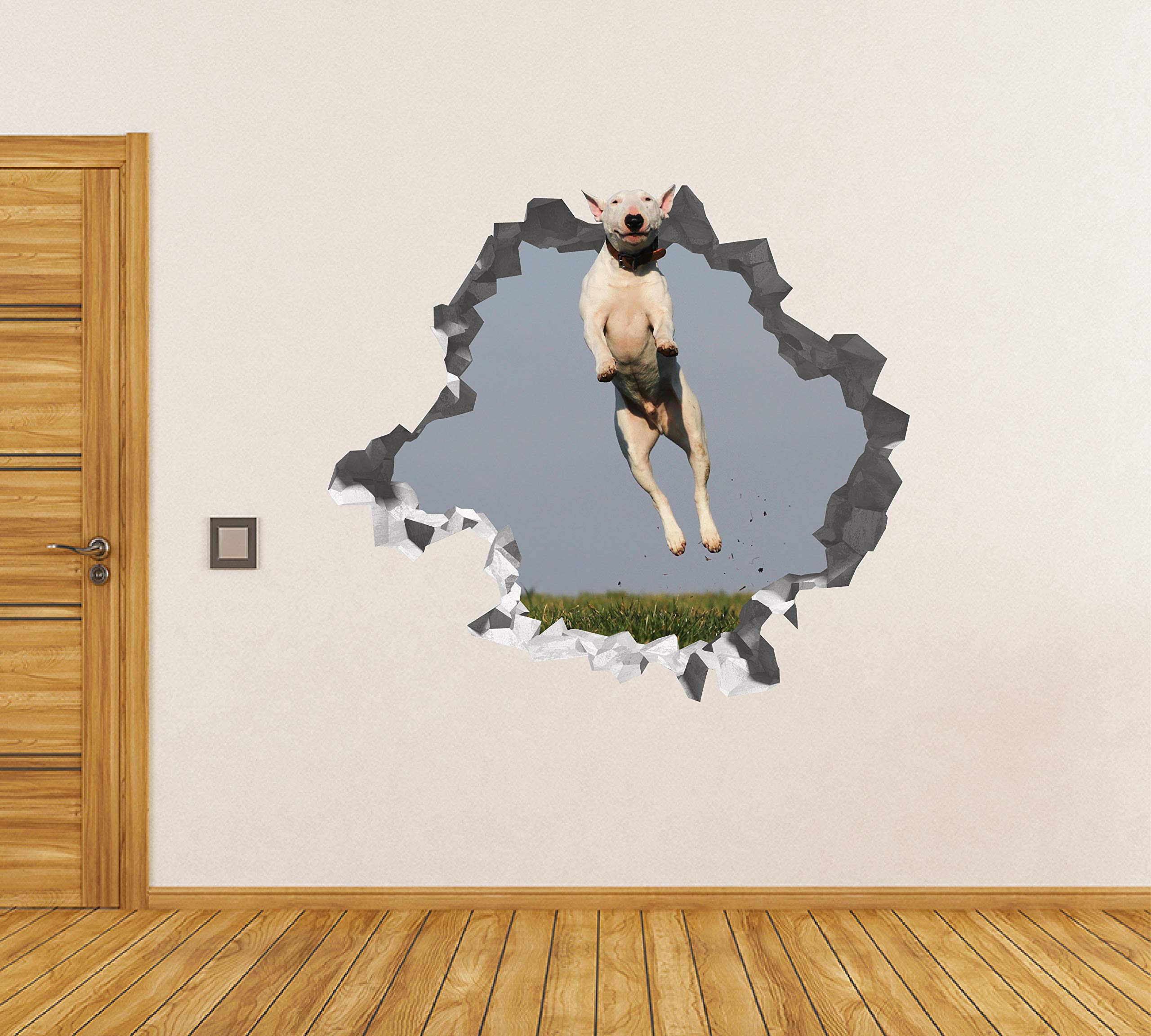Perro Saltando Pegatina - Calcomania Animales - Decoración de Cuartos Niños - Sticker de Cachorro - Decoración Infantil - JS363 (Grande: 102 cm x 91 cm)
