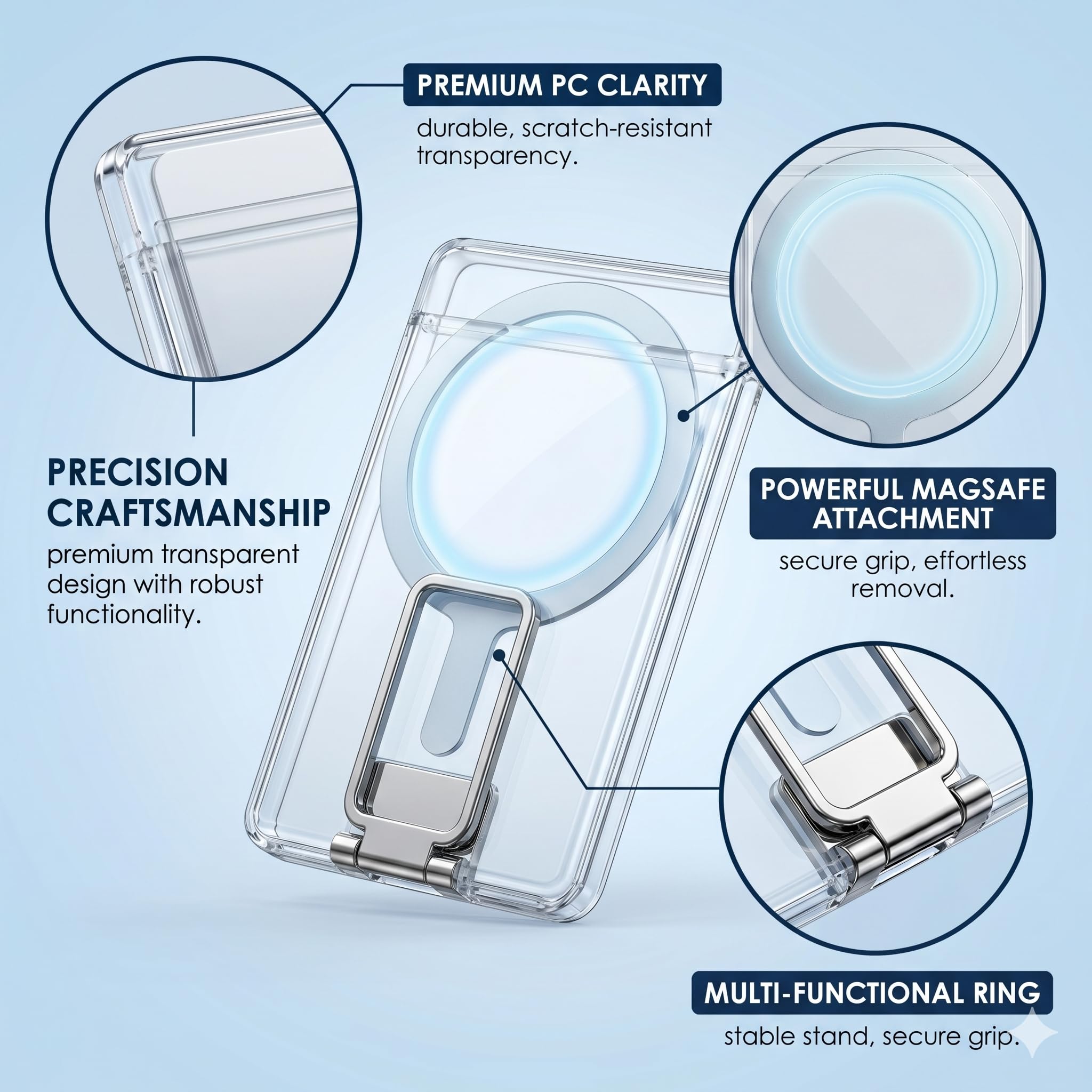 1 pcs Porte Cartes Magnétique Transparente, Portefeuille Téléphone Sécurisé, Porte-Cartes magnétique 2 Cartes Conçu pour Coque magnétique, Construction en Durable, Protection Contre Rayures