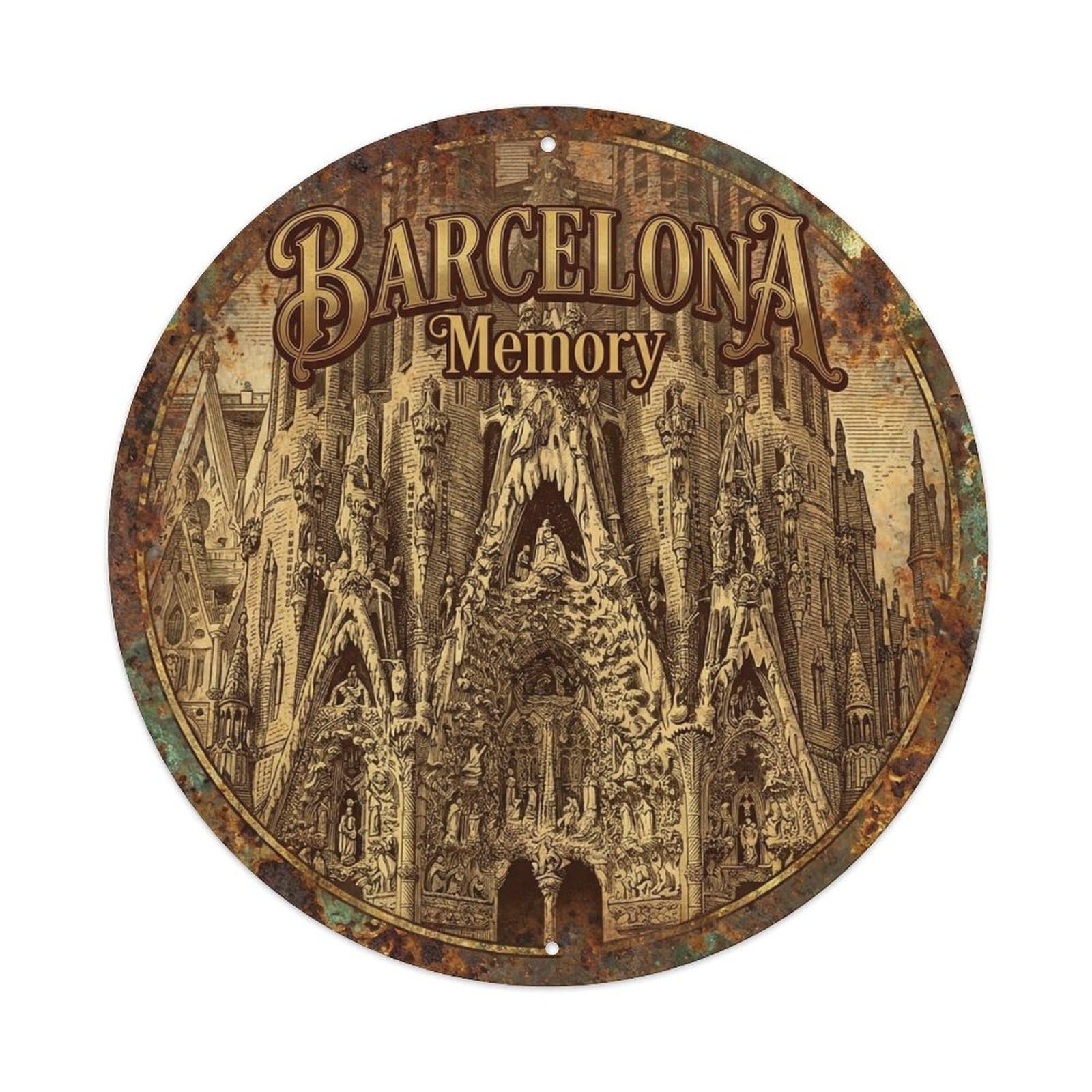 Vintage Travel Barcelona Spain History Metal Tin Sign
