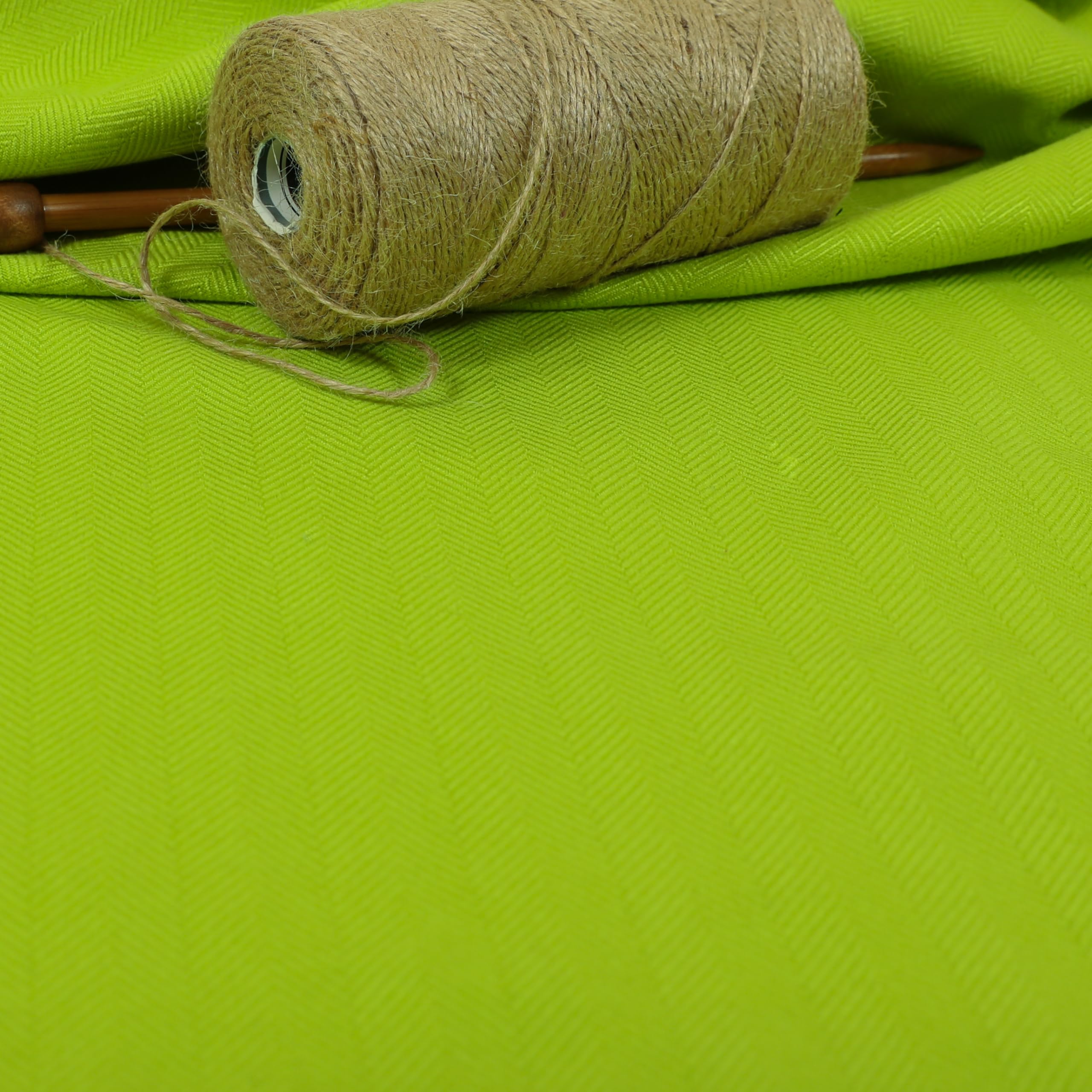 Redbrick Mill Fabrics Flame Retardant Soft Herringbone Lime Green Chenille Textured Hardwearing Upholstery Curtain Fabric (Per Metre) โ image 1