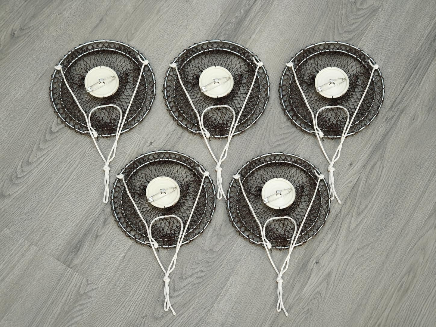 Pack | 5 Reteles Evia para Pesca de Cangrejos, Retel Metálico de Acero 2 Aros, Malla Rojiza Resistente de 5 mm, Diámetro 24 cm, Trampa de Pesca Tradicional