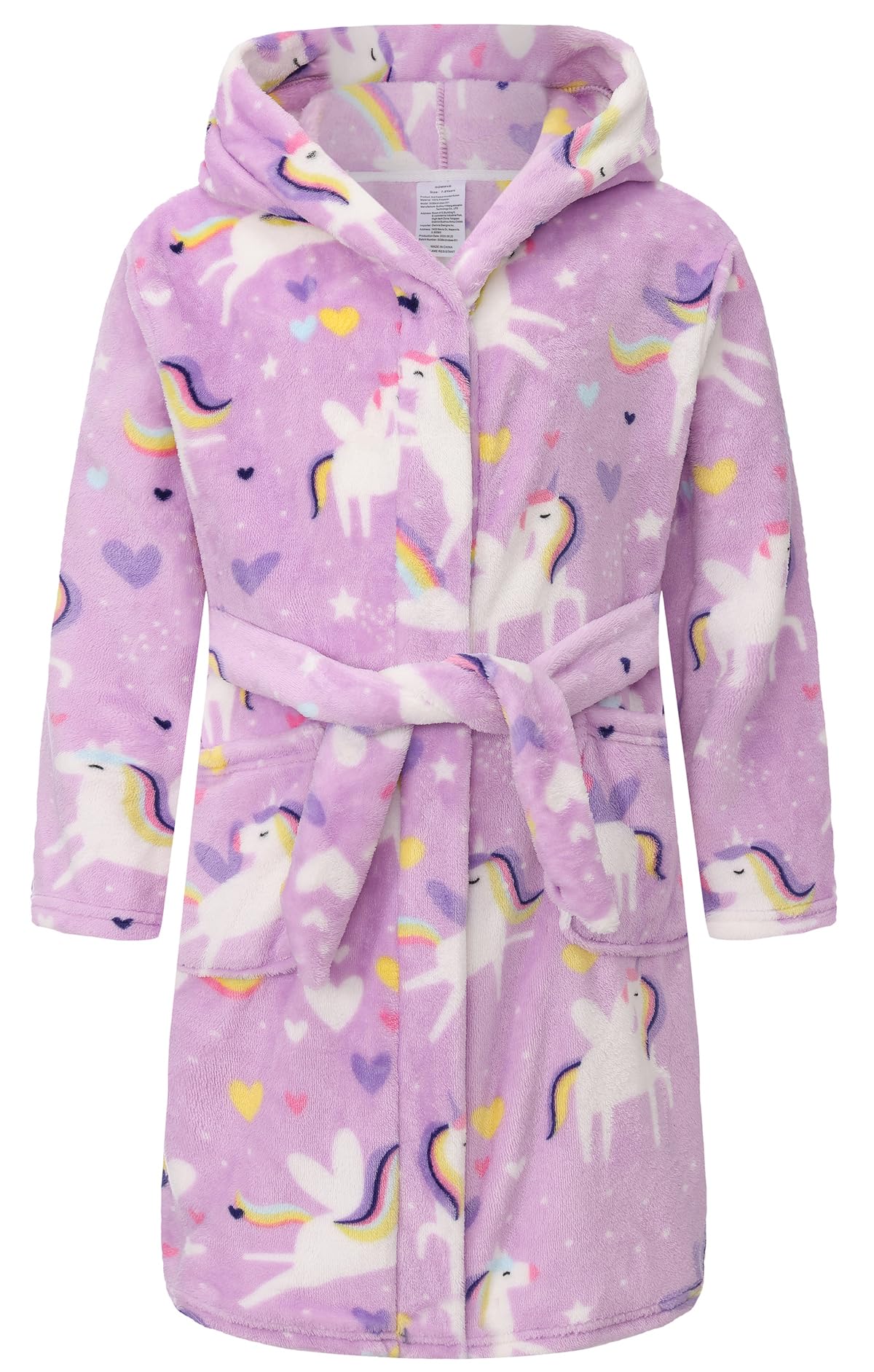 Kids Hooded Bathrobe Girls Soft Plush Hooded Flannel Pajamas Sleepwear Boys Spa Robe