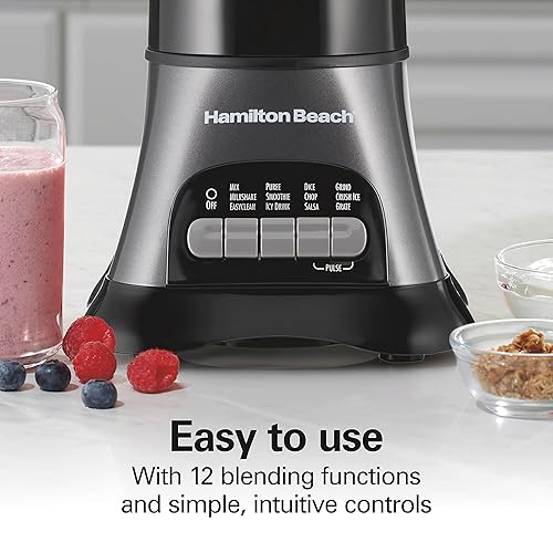 Miniatura 7 de Hamilton Beach Blender and Food Processor Combo for Shakes & Smoothies, With 3 Cup Electric Food Chopper Attachment, 40 oz Glass Jar, Blender Travel