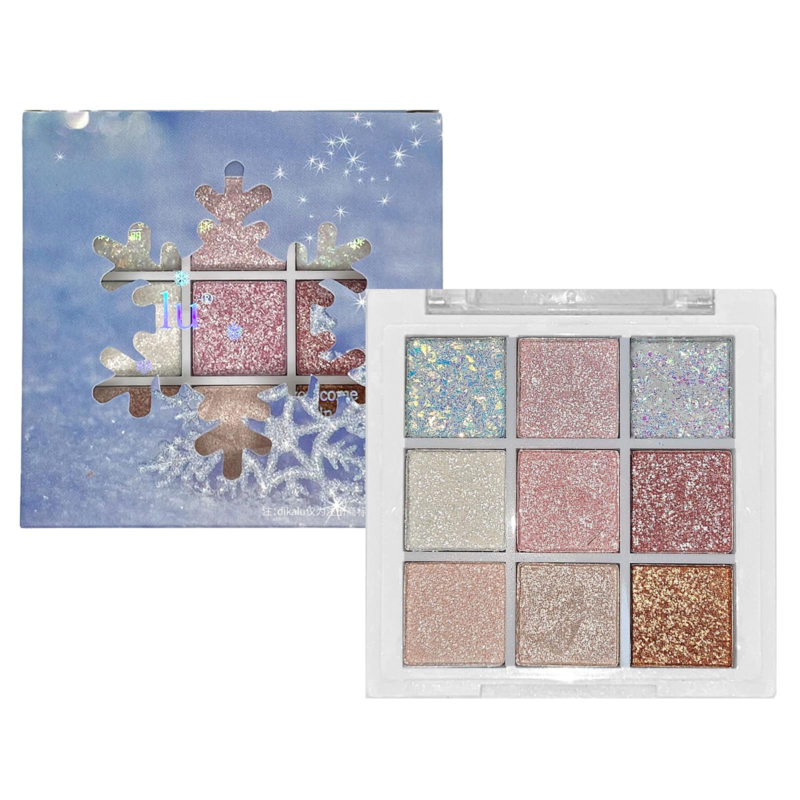 9 Colors Glitter Shimmer Eyeshadow Makeup Palette, Korean Natural Neutral Eye shadow Palettes Highly Pigmented Long Lasting Waterproof Blendable sombras para ojos Pink White Golden Brown