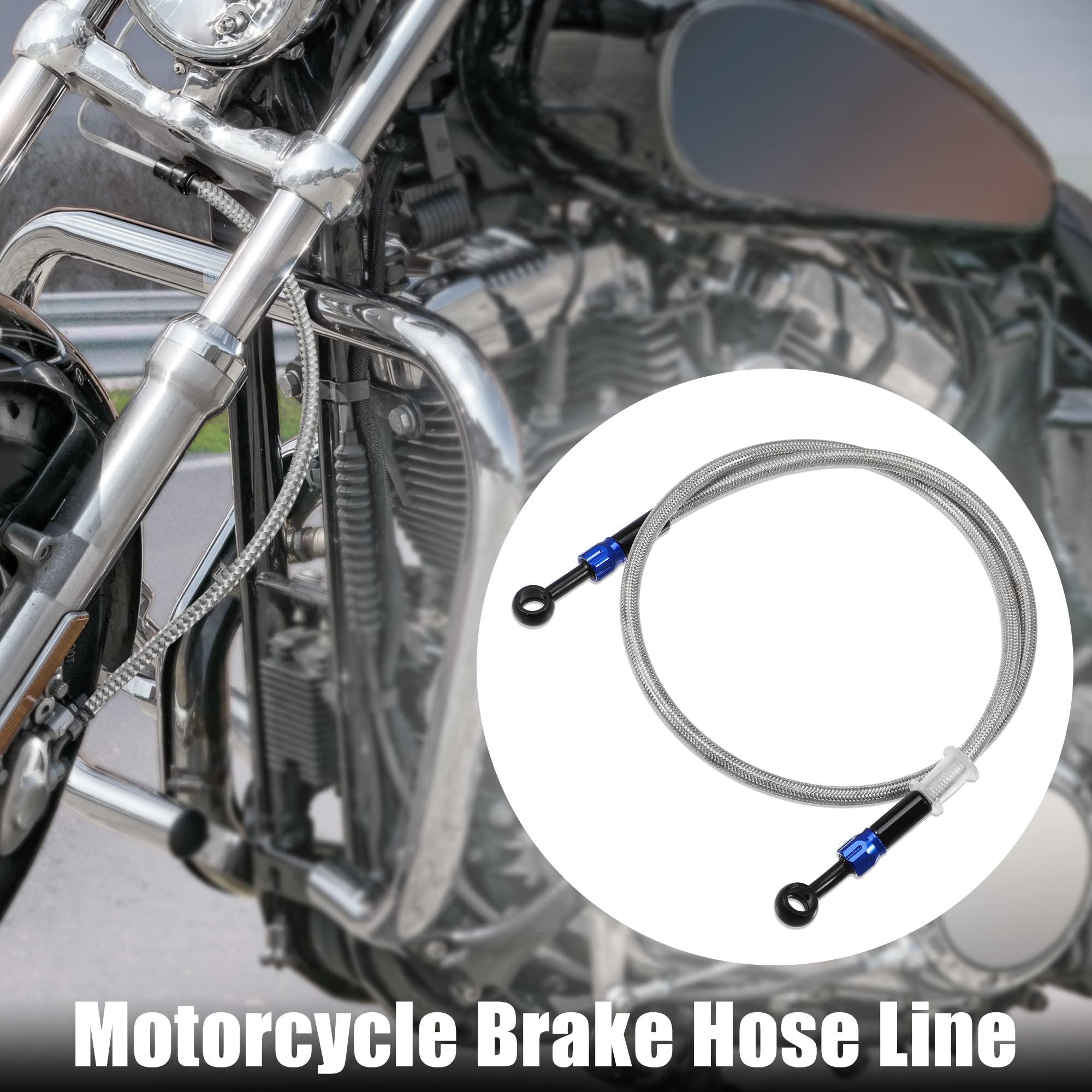 A ABSOPRO 1 Set AN3 28 90 Gradi Moto Freno Tubo Linea 90cm Argento Tono