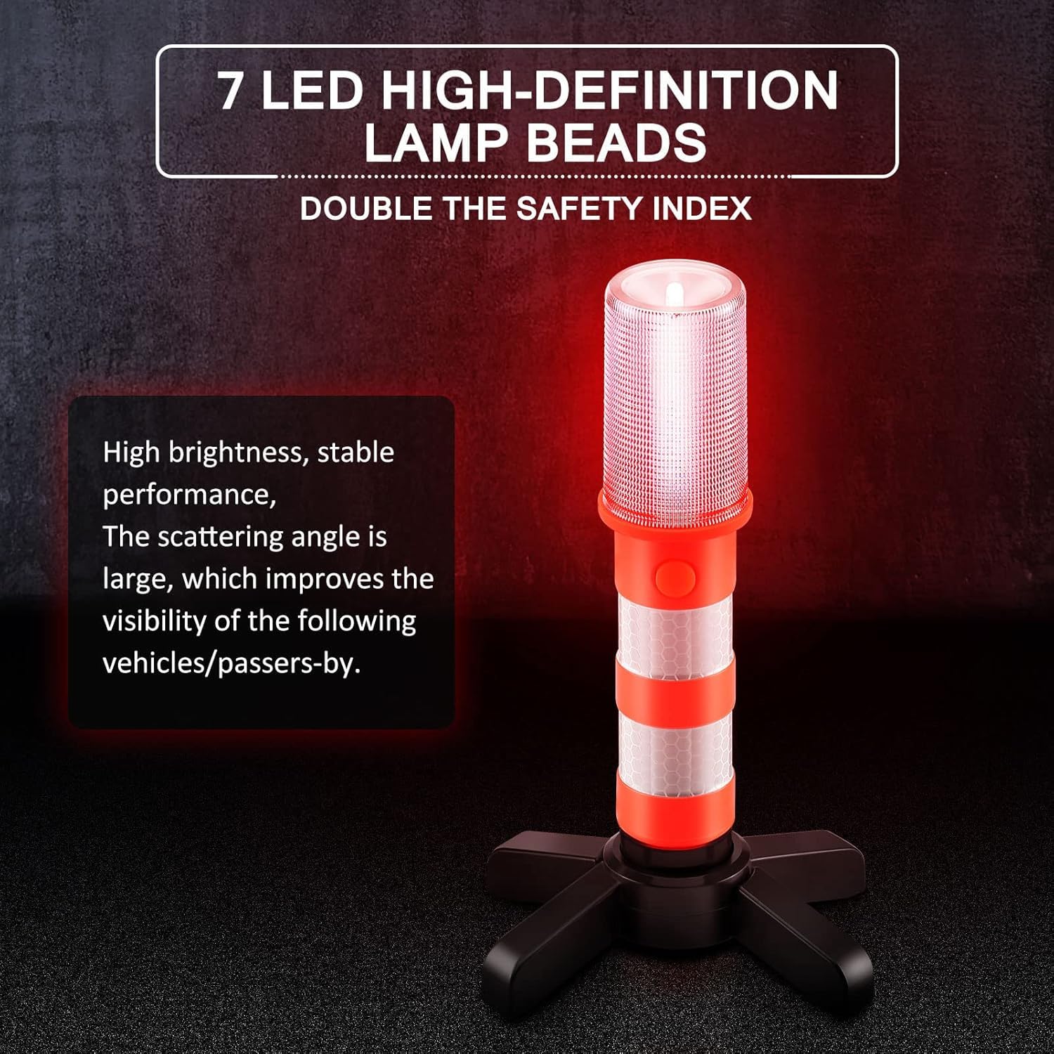 SUNSBELL 4 Pezzi/Set Luce Stroboscopica LED Road Flare, Emergenza Triangolo Auto sul Bordo della Strada Lampeggiante Kit, Luci Stroboscopiche di Sicurezza Avvertimento Faro per Segnalazioni Stradali