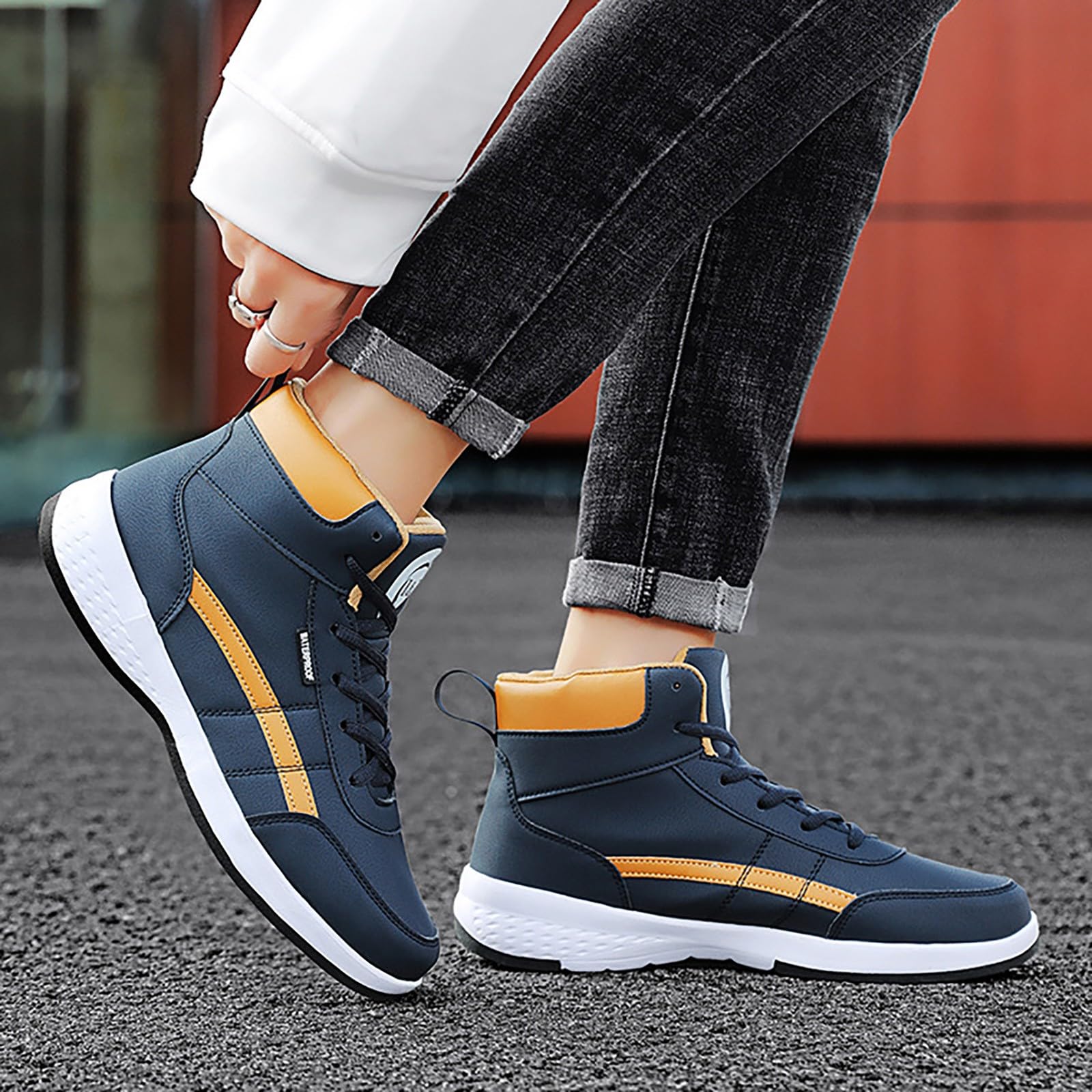 Botas de senderismo para hombre, impermeables, transpirables, de piel
