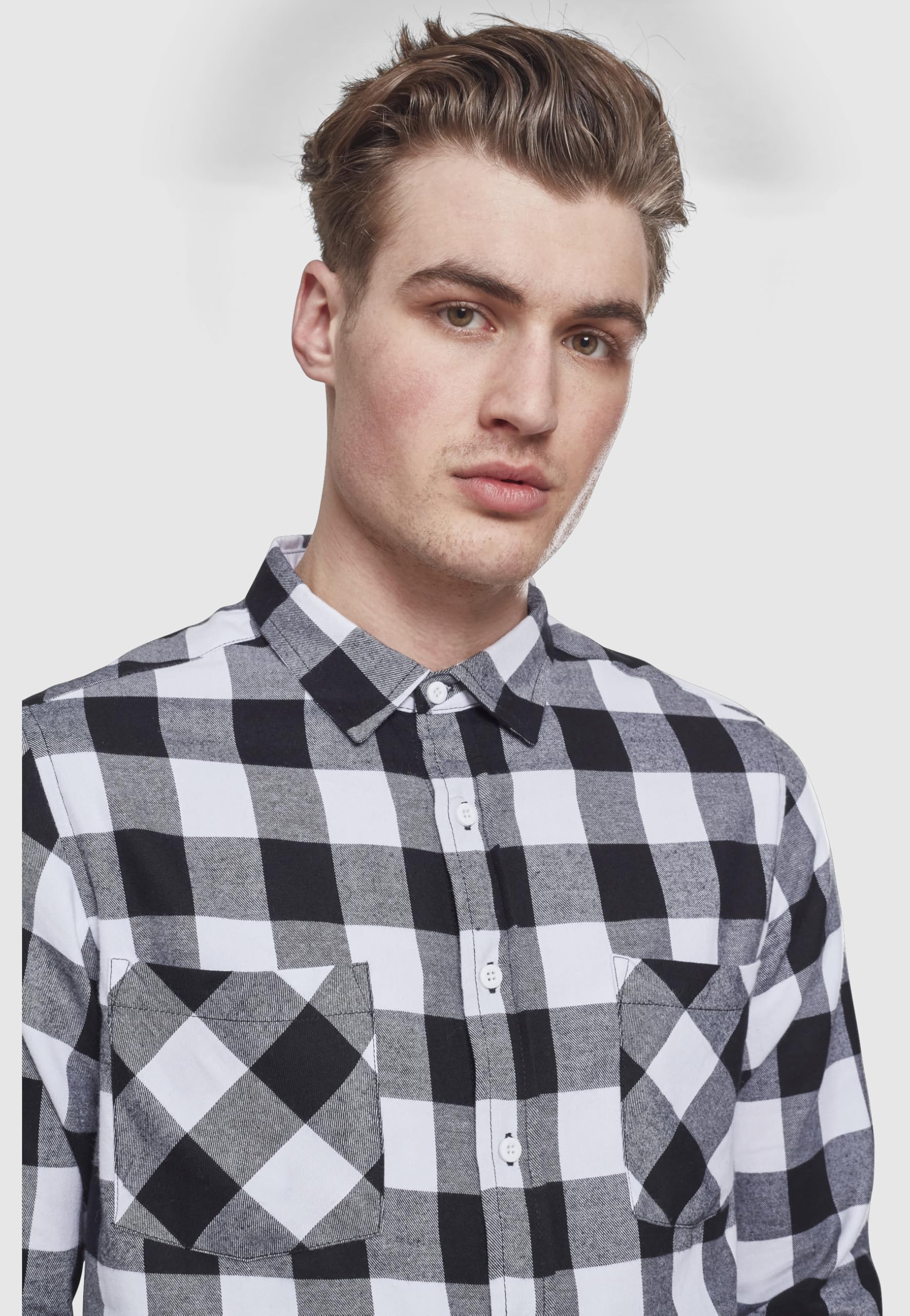 Urban Classics Checked Flanell Shirt Camisa, Multicolor (Blk/Wht), 5XL para Hombre