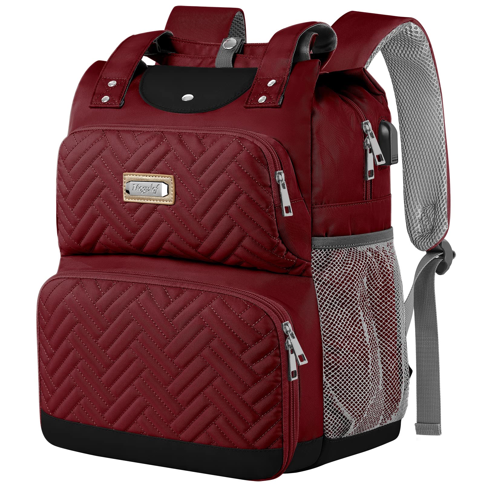 Mogplof Lunch Backpack for Women, Water-resistant Insulated Cooler Backpacks Lunch Box Laptop Backpack, College with USB Port RFID Pockets for Nurse