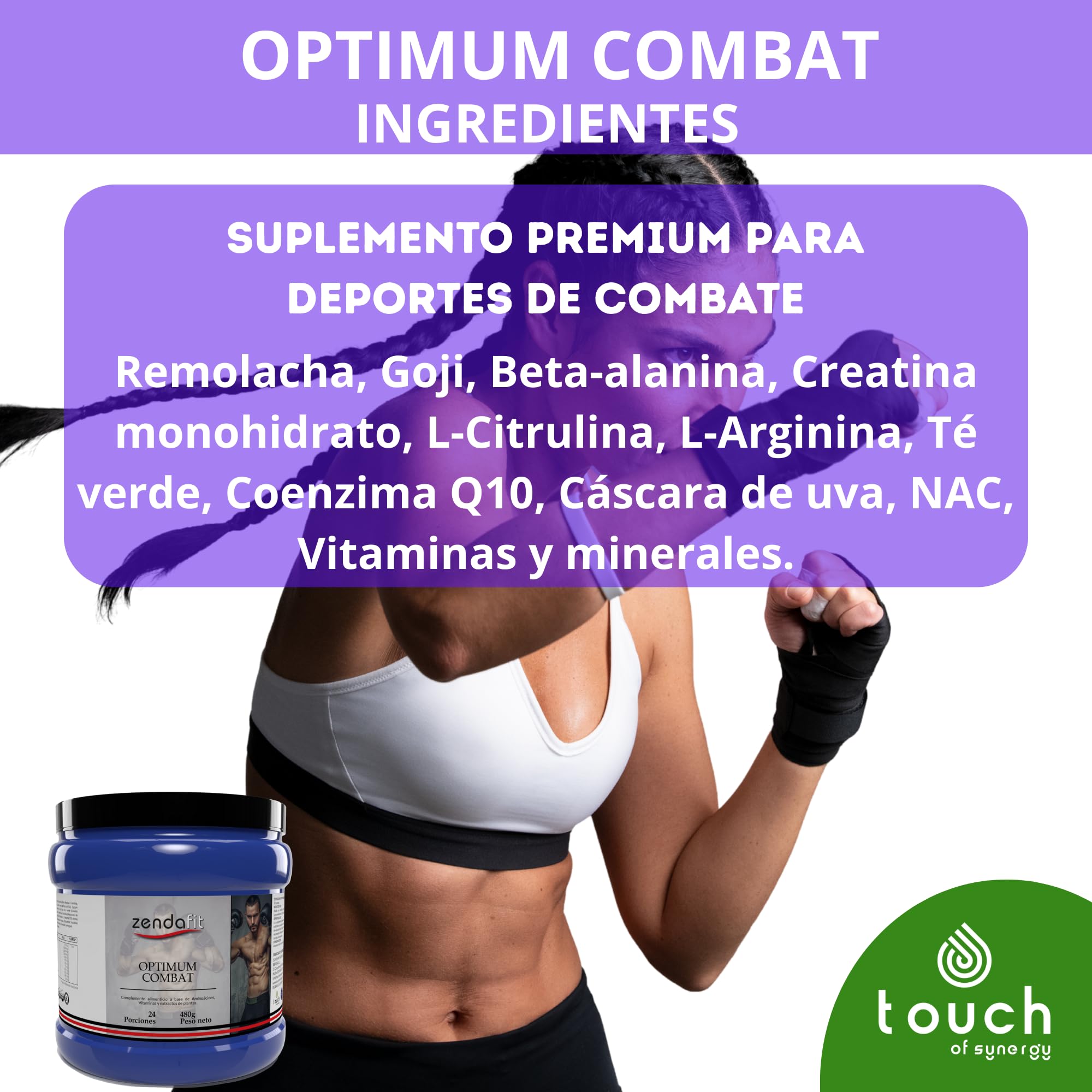 ZENDAFIT - Optimum Combat - 480 Gramos - Fórmula Inmunitaria con Vitamina C, Zinc, Equinácea y Propóleo - Refuerza las Defensas Naturales y la Salud Respiratoria