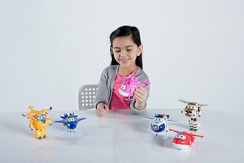 Miniatura 6 de Super Wings - Figura de acción de vehículo de avión transformable de 5 pulgadas, helicóptero rosa a robot, para niños y niñas de 3, 4, 5 años, para
