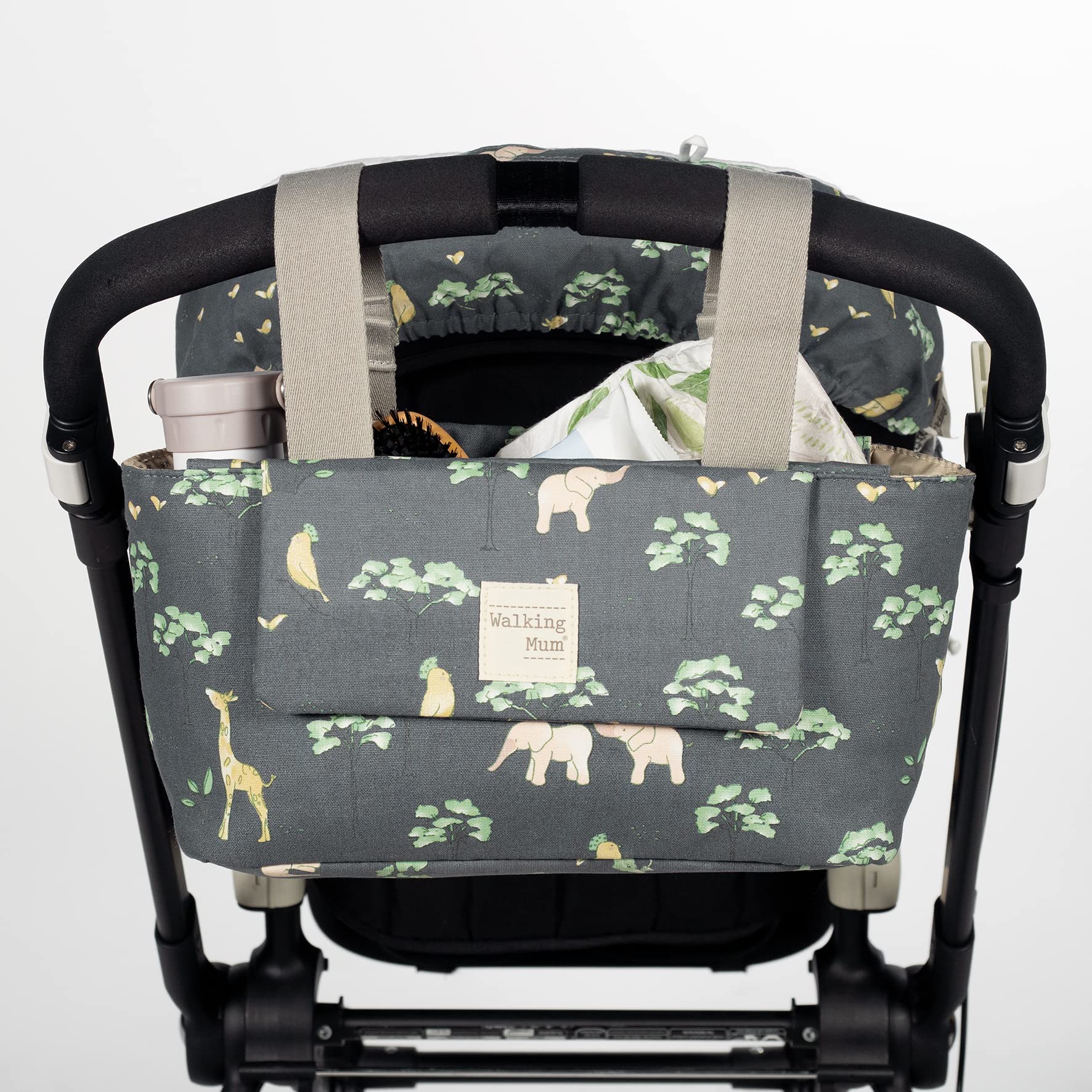 Borsa per maternità per passeggino Walking Mum, manici corti antracite 31x17x12 cm