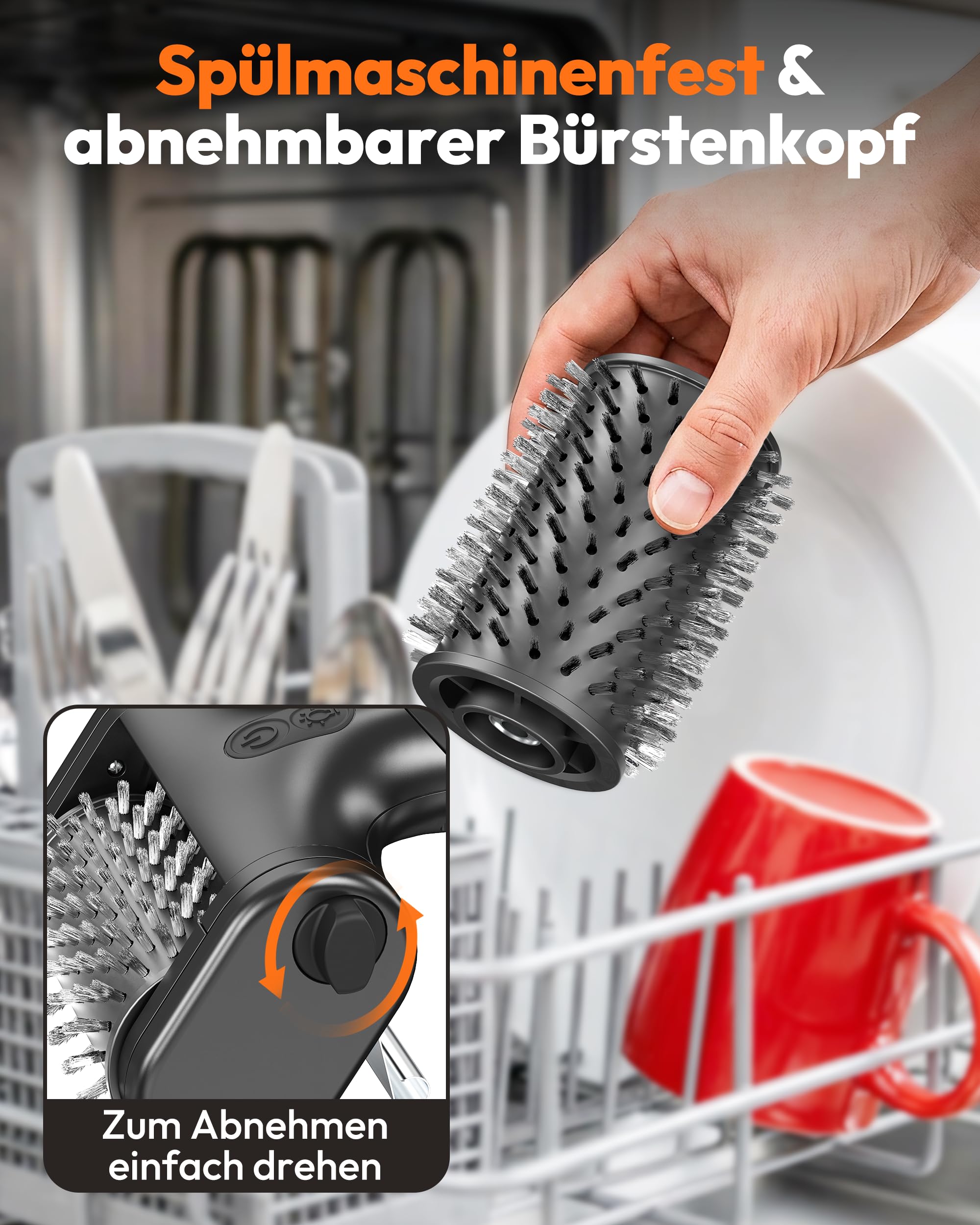 Elektrische Grillbürste Kabellos, 2 Geschwindigkeiten Grillreiniger | USB-C Wiederaufladbar 150 Min, Wasserdicht, LED Licht, Edelstahl-Bürste, Elektrischer Grillreiniger für BBQ & Grillrost