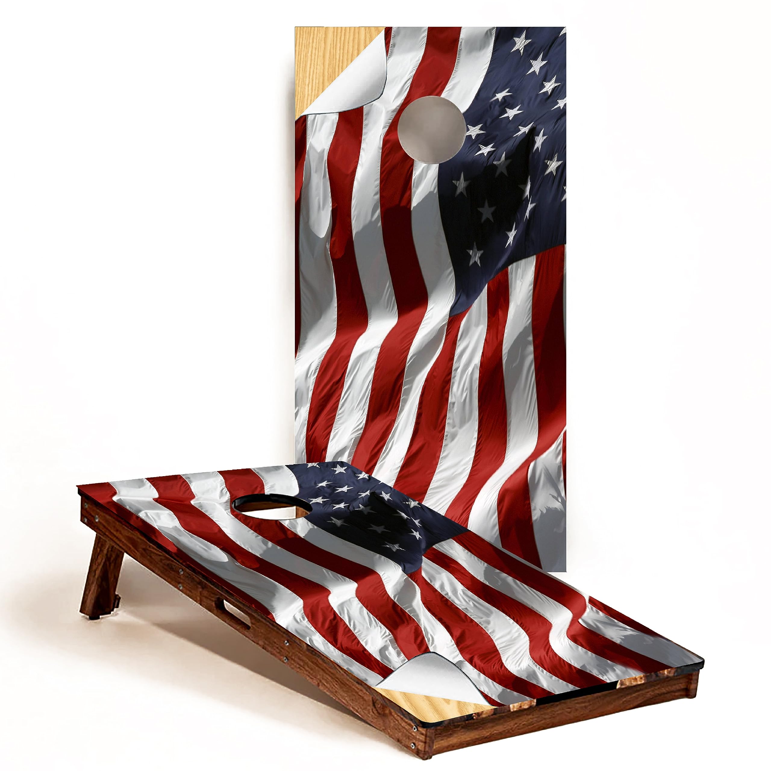 Cornhole Board WrapGRAPHIX Express - C192 American Flag - Patriotic Laminated Weatherproof Vinyl Decal - Easy Bubble-Free Application - Stickers Dimensions: 2' x 4' - Set of 2