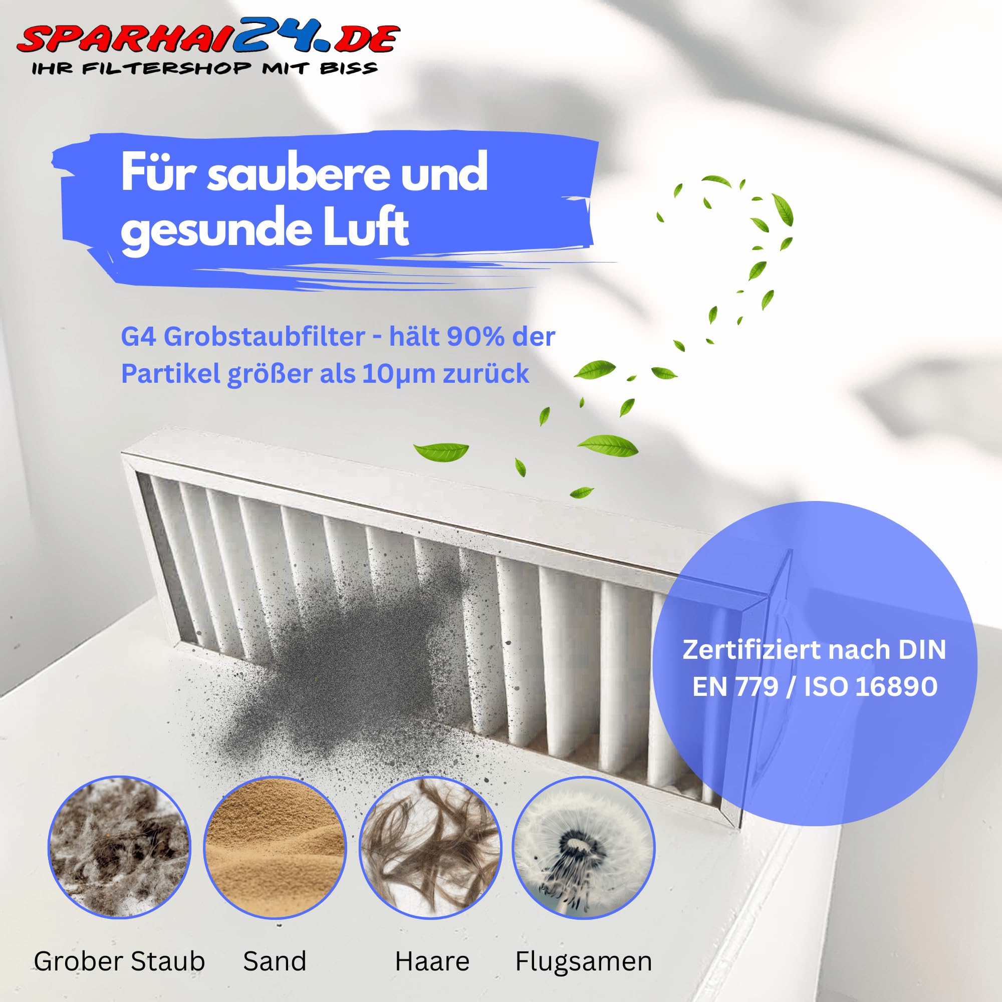 Sparhai24 | Filter passend für Pluggit Avent P310 | Erstausrüster-Qualität | APFG4-310 | 412x159x46mm | 10x G4