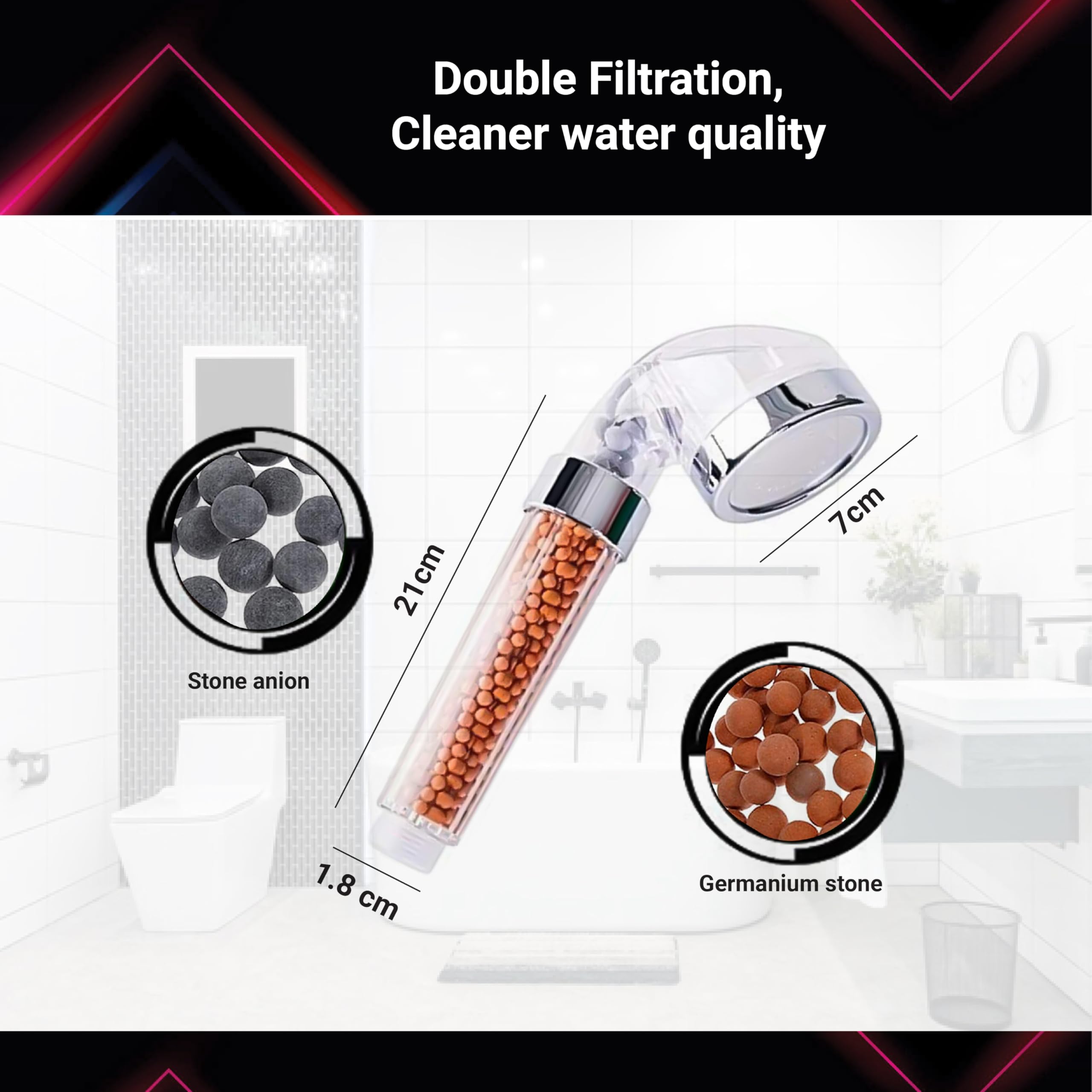 RainLight LED Shower Head: Experience a Spa-Like Shower with Vibrant Colours, Adjustable Settings - Image 3
