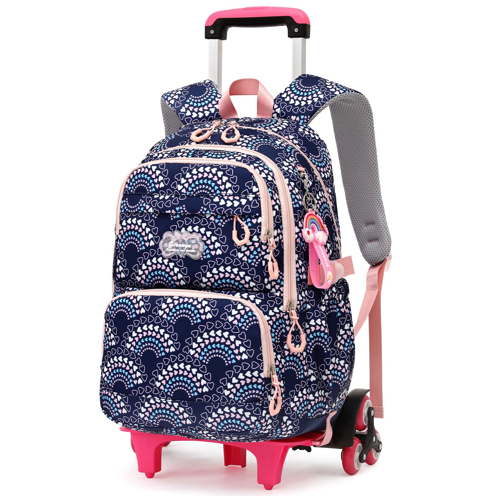 Amythe Mochila Escolar para Niña 9+ años, Mochilas con Ruedas para Adolescentes, Bolso Informal con Carro para Escuela/Viajes para Chicas, Diseño Elegante y Funcional, 6 Ruedas