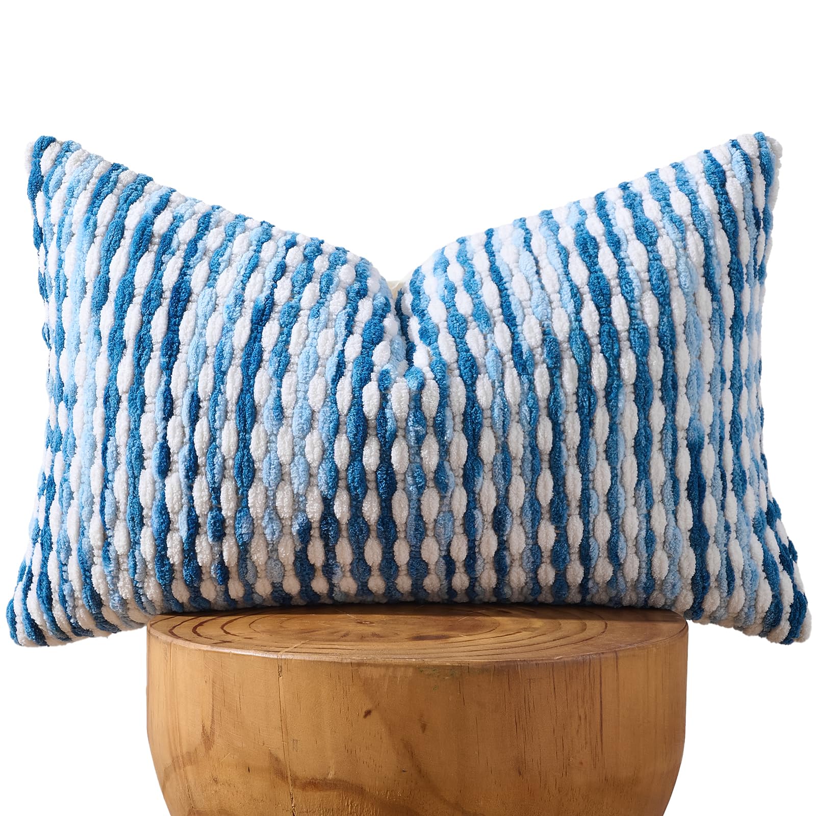 AmHoo Boho Chenille Pillow Cover Decorative Tufted Pillowcase for Couch Bed Sofa Bedroom Living Room Modern 12 x 20-Inch Sky Blue