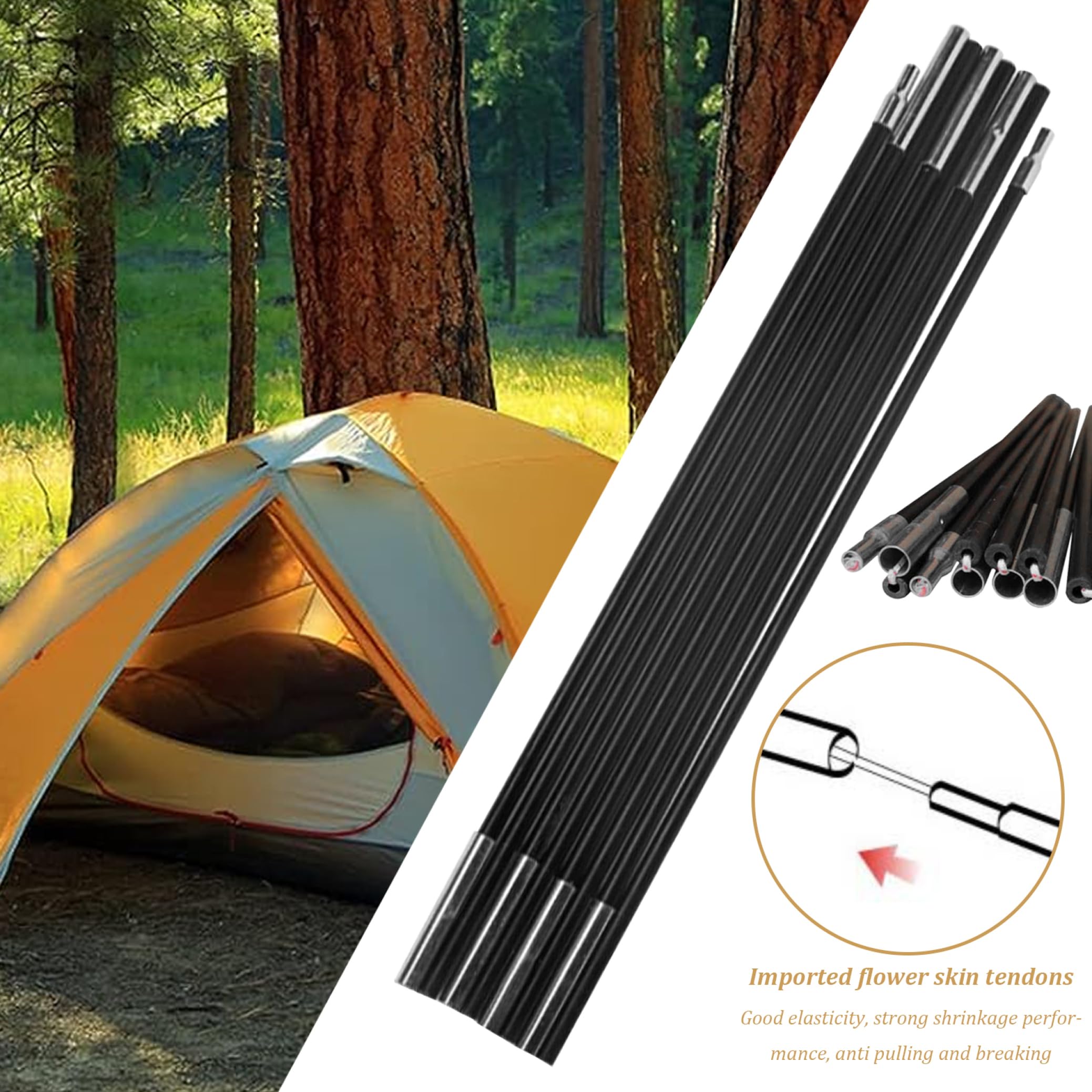 rei tent pole replacement Poles 8MM Length Adjustable Fiberglass Tarp Poles 18 Sections Supporting Awning Rods 12.8Ft for Camping Backpacking, Tents Color:Neo Vapor SYNCROS Hixon IC SL Track_day_outfit With an outer diameter