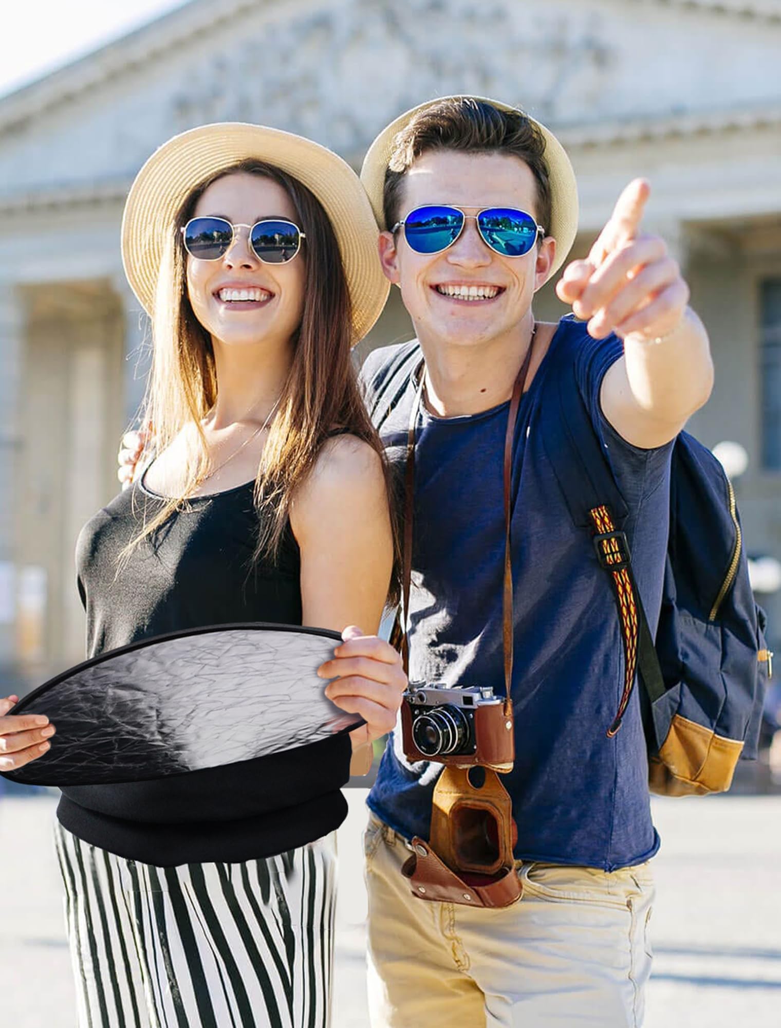 Selens 2 in 1 Foldable 17inch/45cm Light Reflector,Collapsible Disc Photography Reflector Silver,White for Portable Portrait Photography and Outdoor Lighting