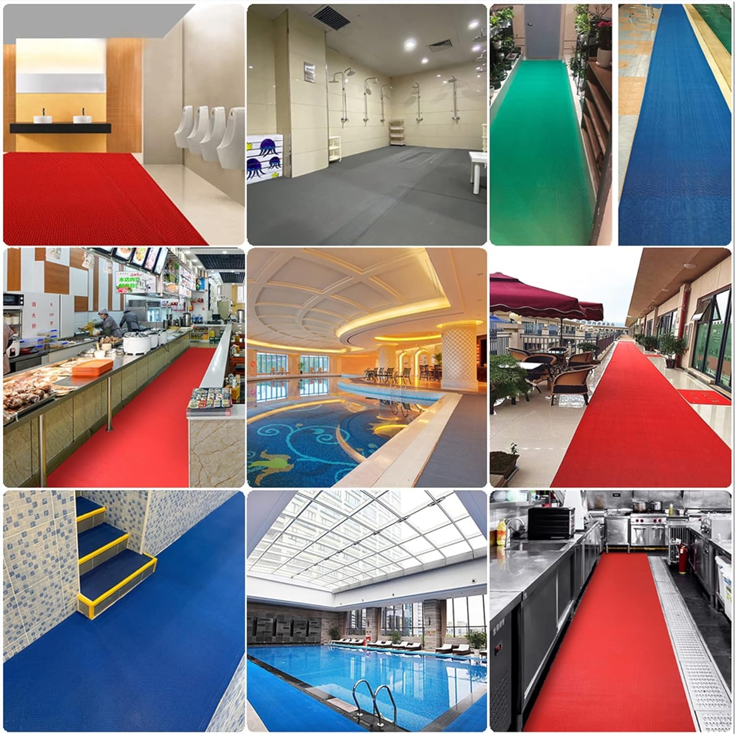 Alfombra de drenaje antideslizante para exteriores alfombrilla de goma hueca de malla grande antimoho para baño/cocina/piscina alfombrilla de ducha de PVC con drenaje (grigio 120 x 140 cm)