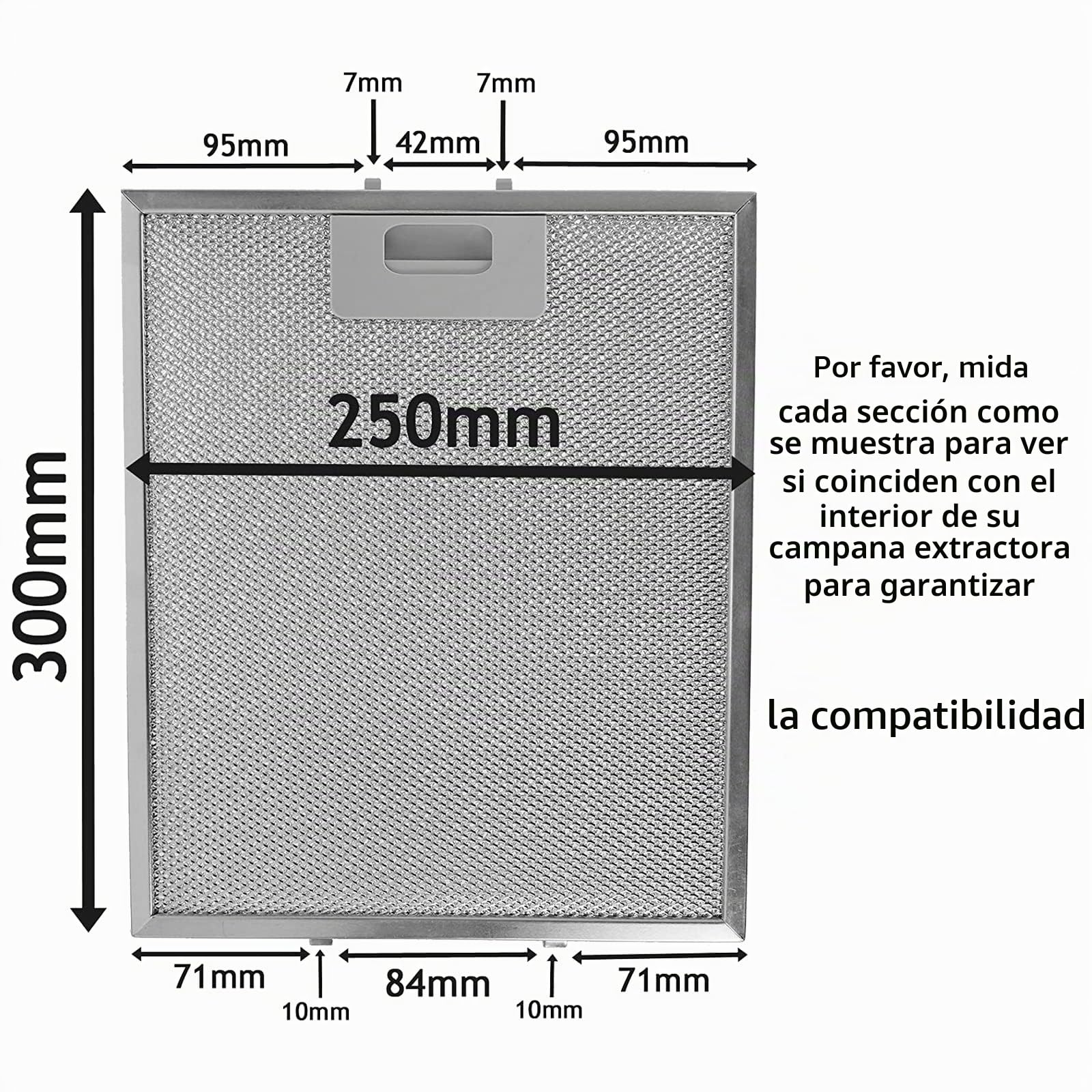 Spares2go - Filtros de grasa universales para campana extractora de cocina, rejilla de metal, 3 unidades, 300 x 250 mm, color plateado