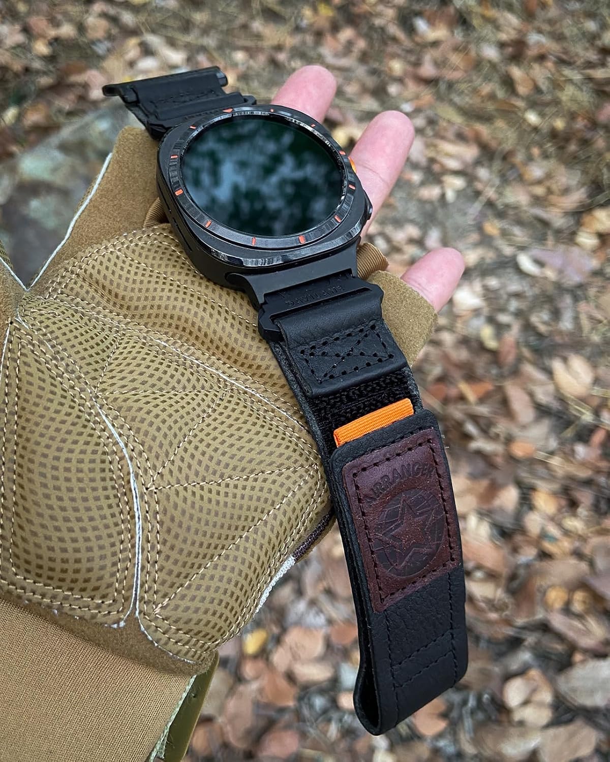 Wide Hook and Loop Leather Military Watch Band Compatible with Samsung Galaxy Watch Ultra 47mm (2024/2025), Galaxy Watch Ultra 2/1 - Watch 8/8 Classic 46mm, Watch 8 44mm & 40mm