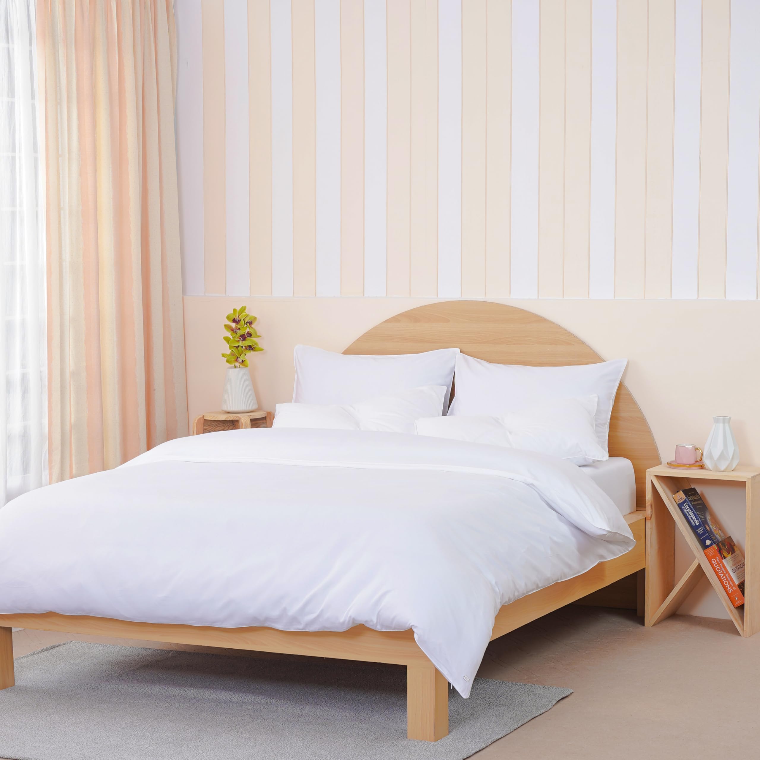 Ackly White Bamboo Duvet Cover King Size - 400 Thread Count - With Zipper Closure - Luxuriously Soft And Hypoallergenic - Duvet Cover Only