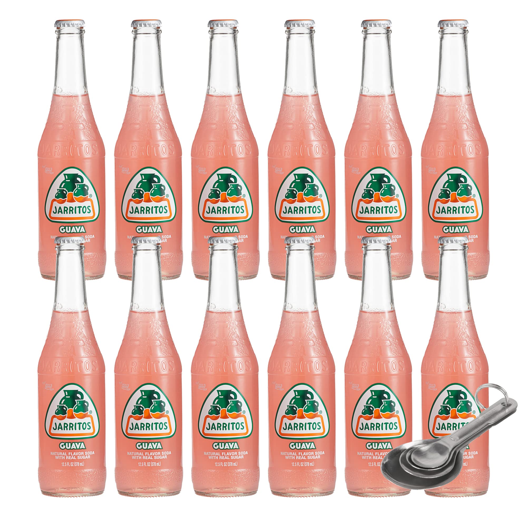 [Paquete de 12] [Cuchara medidora gratis] Jarritos de refresco para envío de pulpa para un envío más seguro, 12.5 onzas líquidas (guayaba)