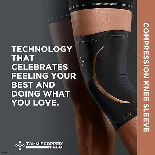 Miniatura 5 de Tommie Copper Rodillera de compresión (LXL, negra), 15-20 mmHg, elástica y antideslizante 4D para un soporte específico, tela Znergy de cobre