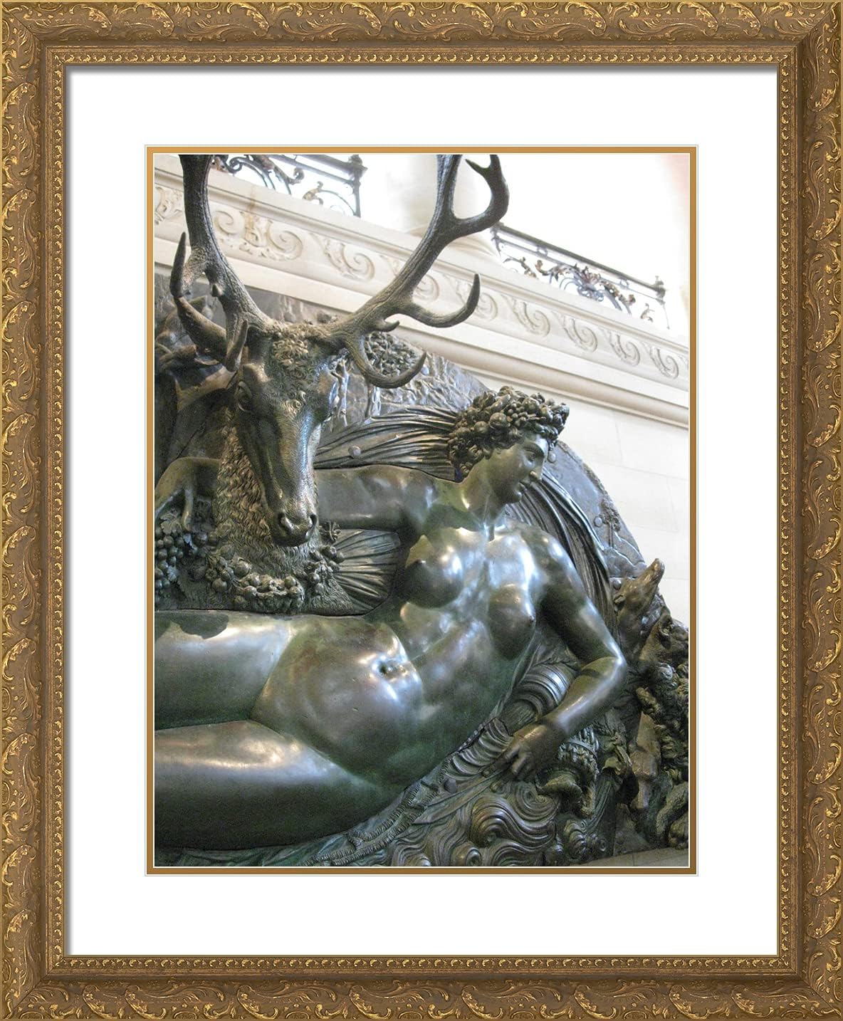 ArtDirect Cellini, Benvenuto 20x24 Gold Ornate Framed Art Print with Double Matting Titled: Nymph of Fontainebleau III
