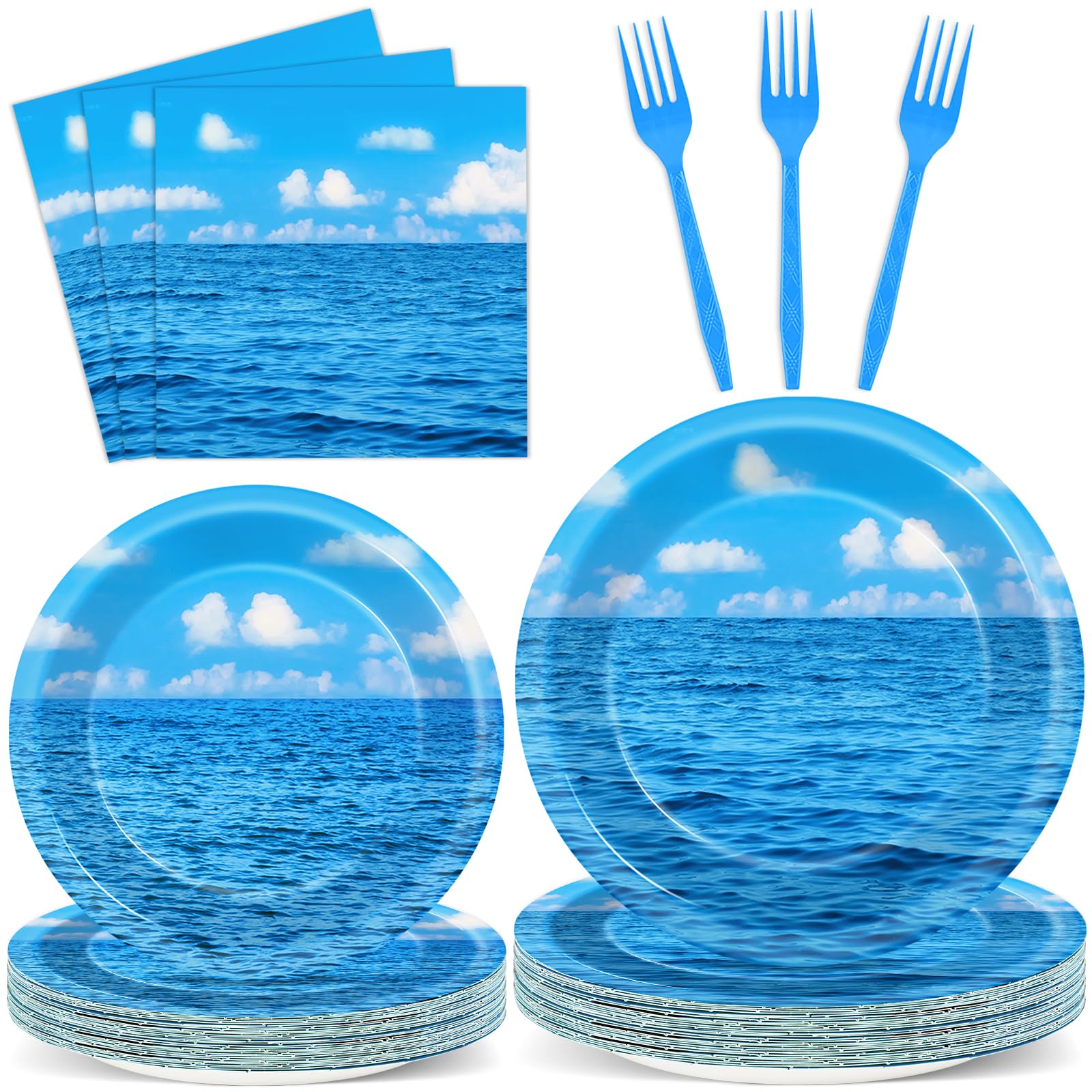 CHUNNIN 96Pcs Summer Ocean Plates and Napkins Under the Sea - tableware | Mubboo