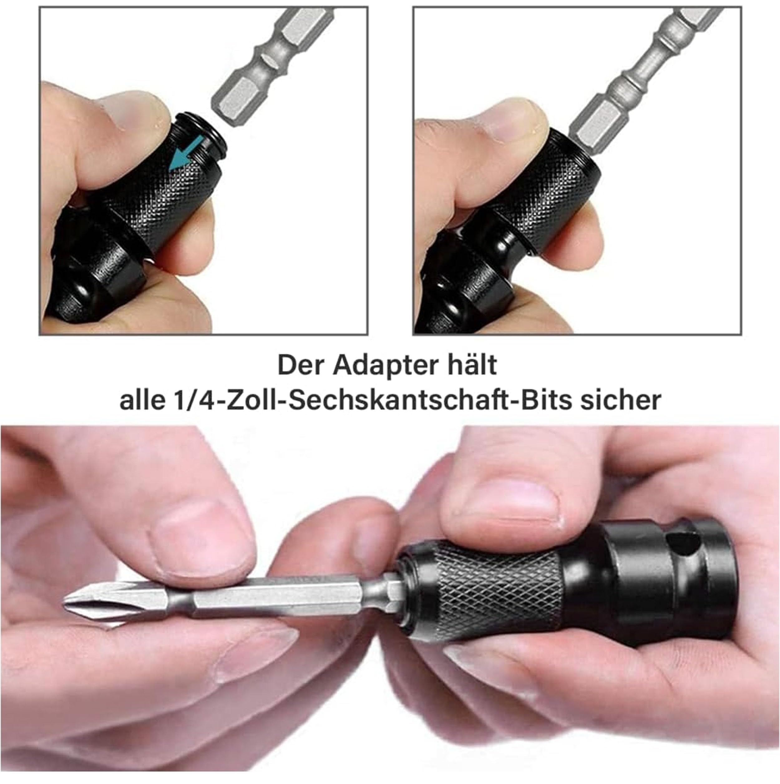 2 Pieces Socket Adapter 1/2 Square Drive to 1/4 Hex Shank, Hex Shank Adapter for Impact Ratchet Wrench Screwdriver Bit Holder - Image 3