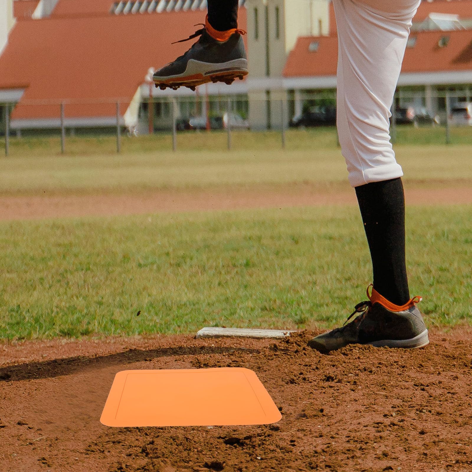 Tapis de Lancer de Softball 5 Pièces en Caoutchouc Imperméable Orange Bases de Baseball et Kickball Résistantes à L’Usure Plaque du Lanceur Conforme aux Normes Équipement