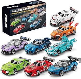 Nueris 8 Pack Technic Super Sports Cars Model Sets - 573 PCS MOC Building Block Car Raceing Engineering Toys - Gift Idea for Adults Boys Girls for Play and Display Collection