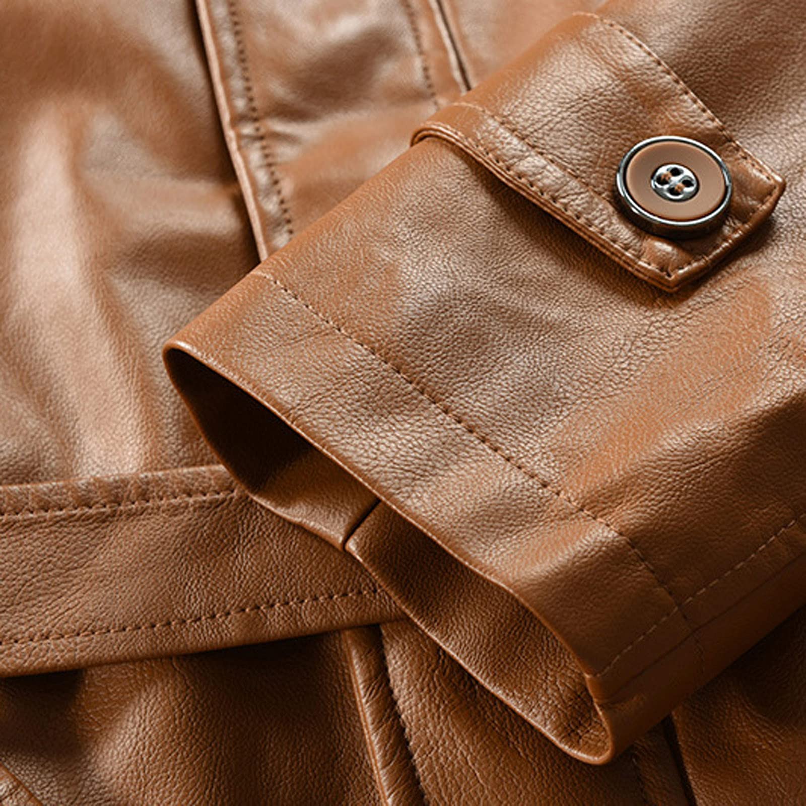 Hombres Chaqueta de Cuero,Otoño Invierno Espesar Cuero de la Chaqueta de béisbol Cuello alto Largo Abrigo de Pieles Coincidencia de colores Chaqueta Impermeable a Prueba de Viento PU Ropa de moto