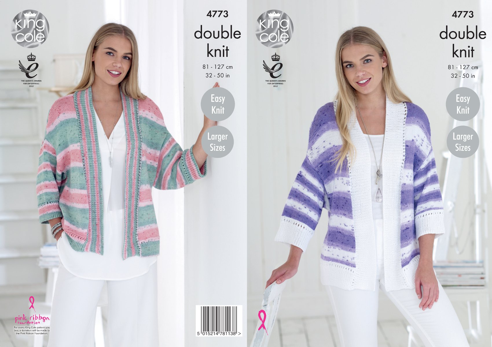 Ladies Double Knitting Pattern Womens Easy Knit Kimono Style Cardigans (4773)