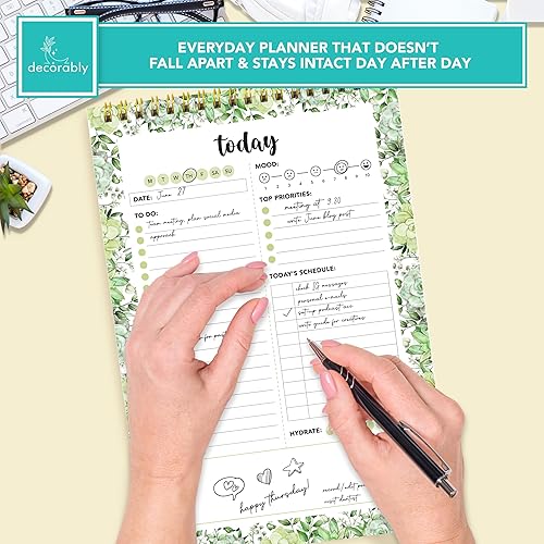 Miniatura 5 de Bloc de notas diario con resorte de 6.5 x 10 pulgadas, 52 hojas fáciles de arrancar, bloc de notas de horario diario, planificador diario, hojas de