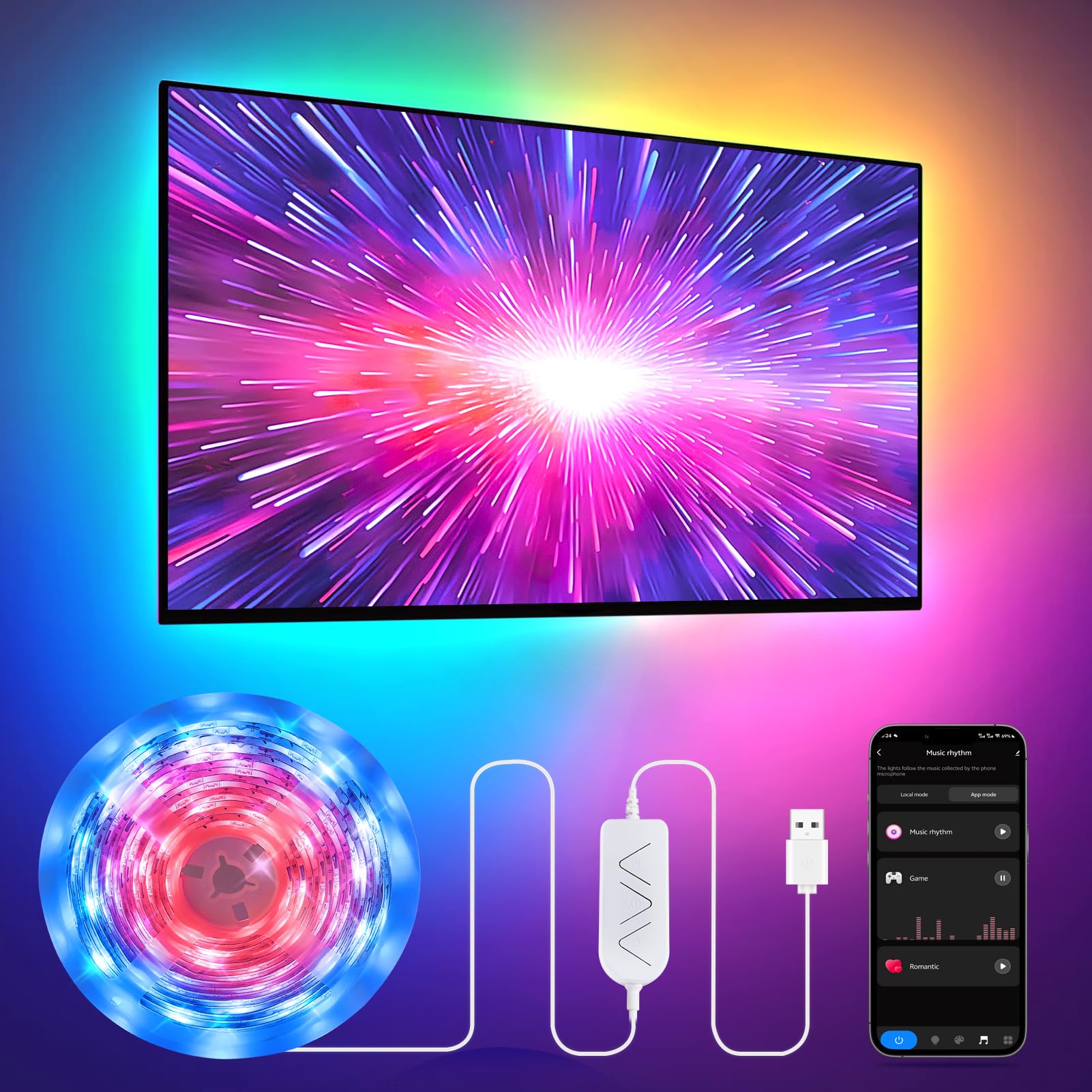 Amazon.com: 9.84ft RGB+IC LED Lights for 32-43 Inch TV, Backlight