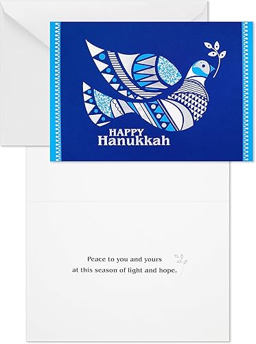 Miniatura 4 de Hallmark Tarjetas de Hanukkah del árbol de la vida en caja (40 tarjetas y sobres) Paloma azul y plateada