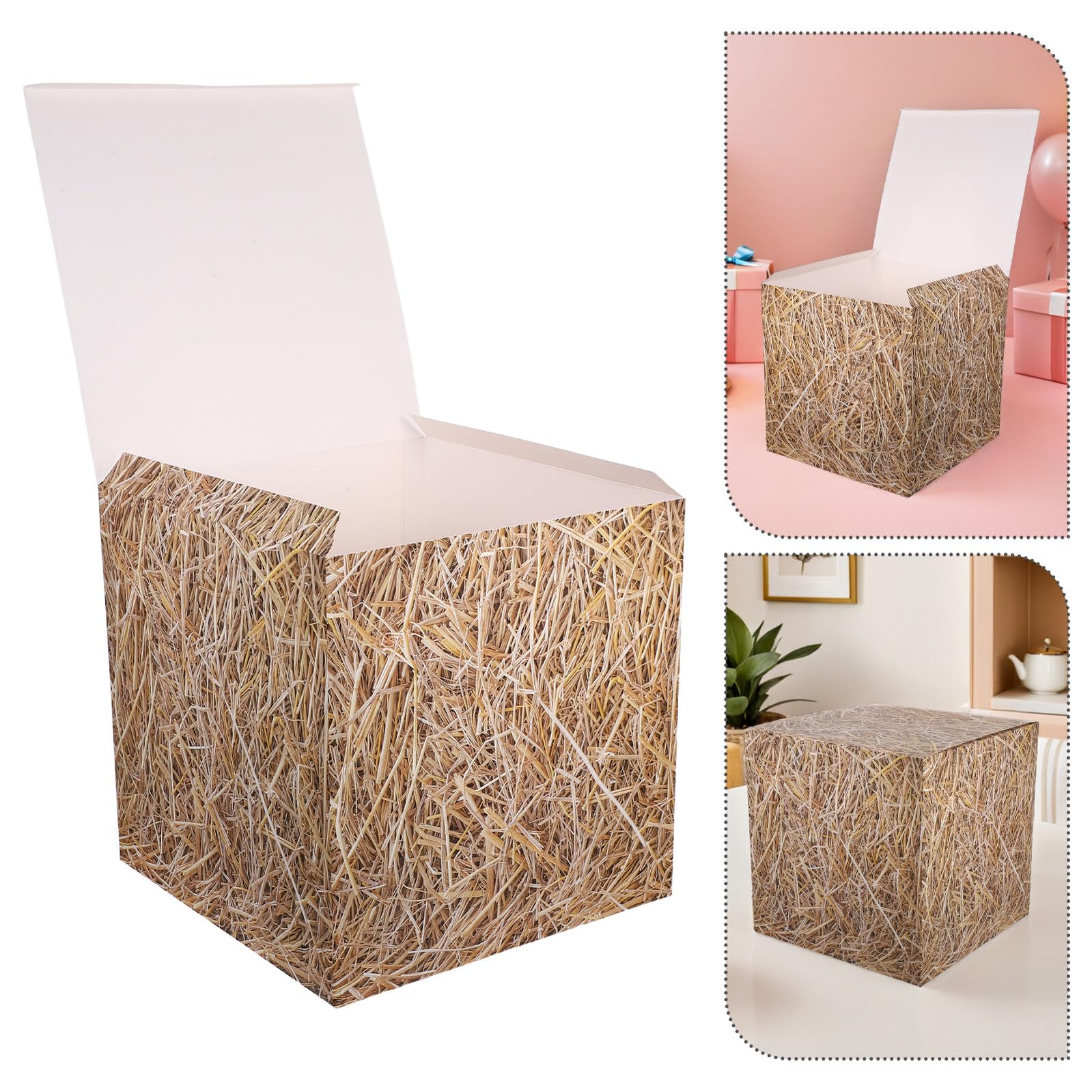 Scatole di Balle di Fieno Finto 28X28 CM Set da 4 Pezzi Decorazioni per Feste Country Western e Matrimonio Tema Fattoria Decorazioni di Paglia da Cowboy per Allestimenti Autunnali
